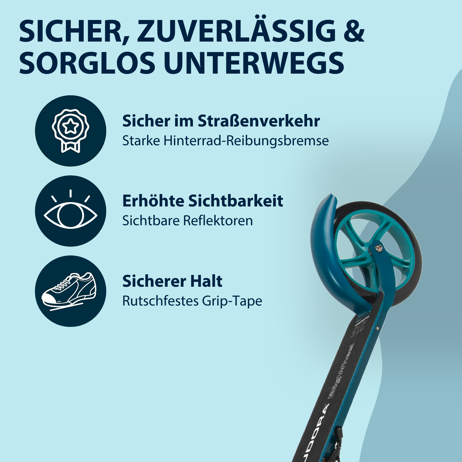 HUDORA BigWheel® 215 Scooter, azurblau, Bild 5 von 7