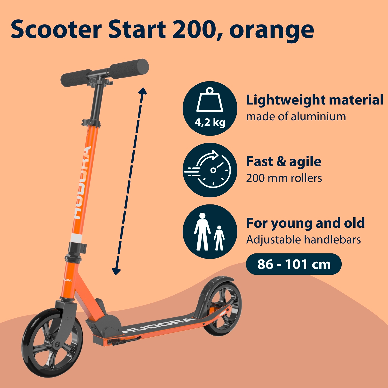 HUDORA Scooter Start 200, orange, image 2 from 7