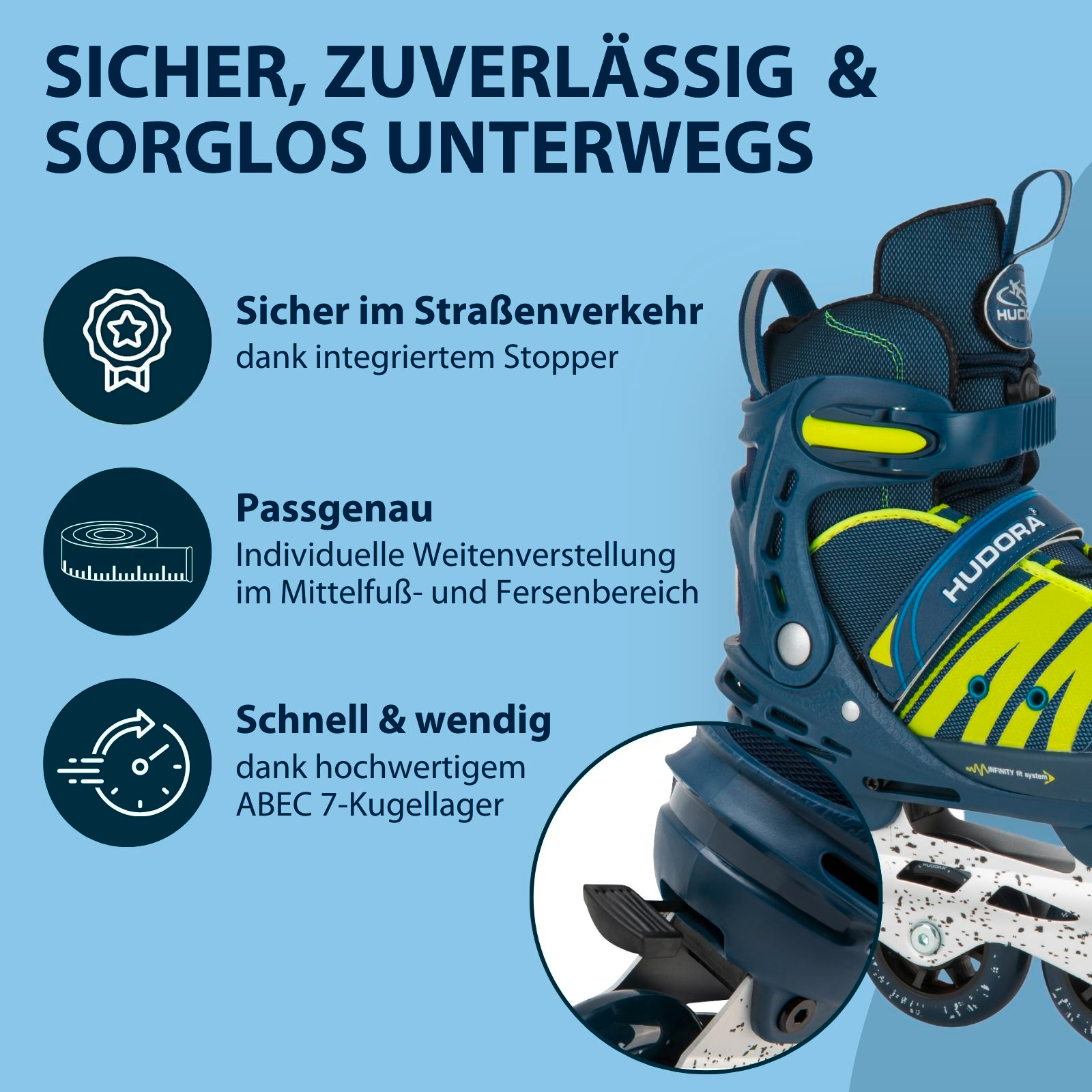 HUDORA Inline Skates Comfort, deep blue, Gr. 35-40, Bild 5 von 7