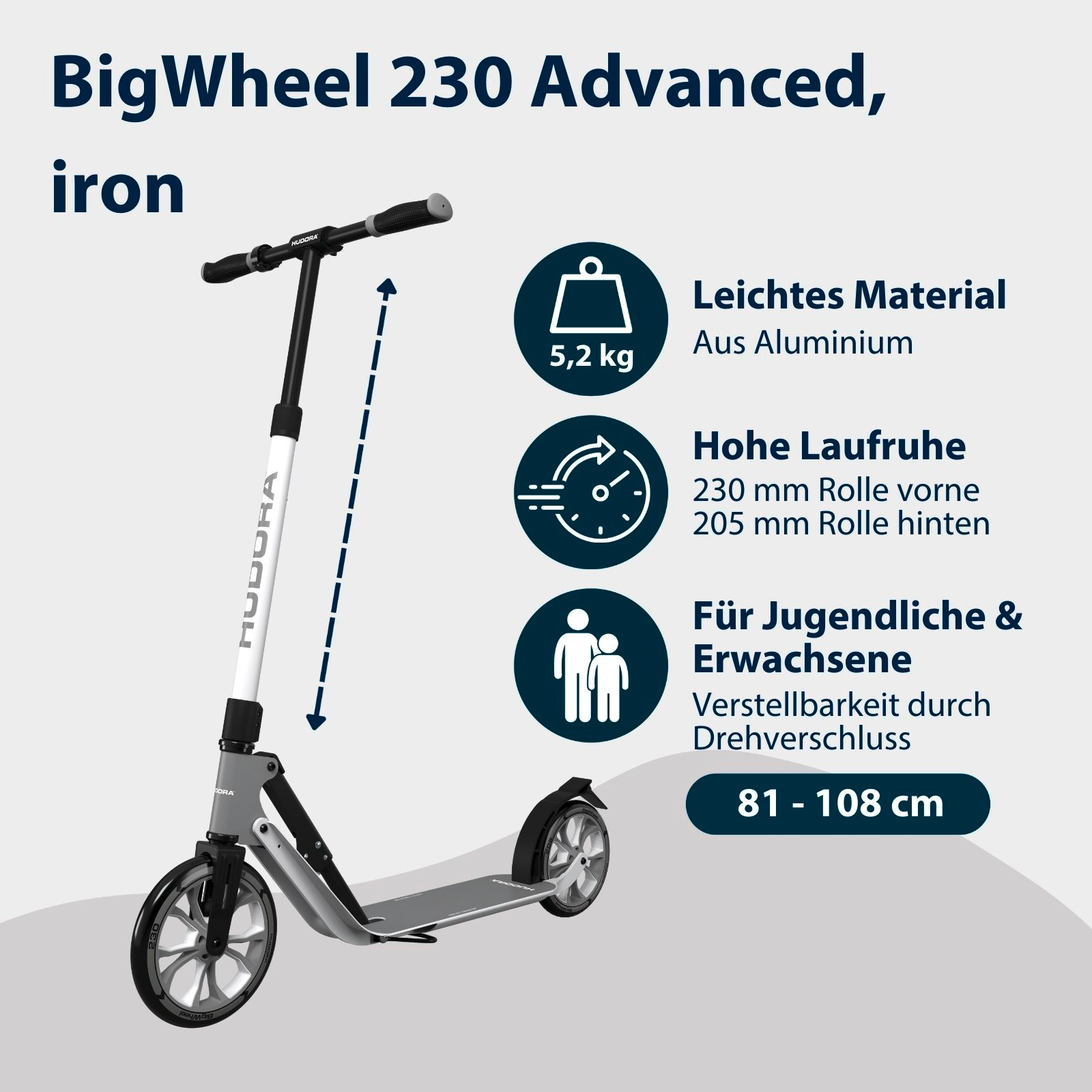 HUDORA BigWheel® 230 Advanced, Scooter iron, Bild 2 von 7