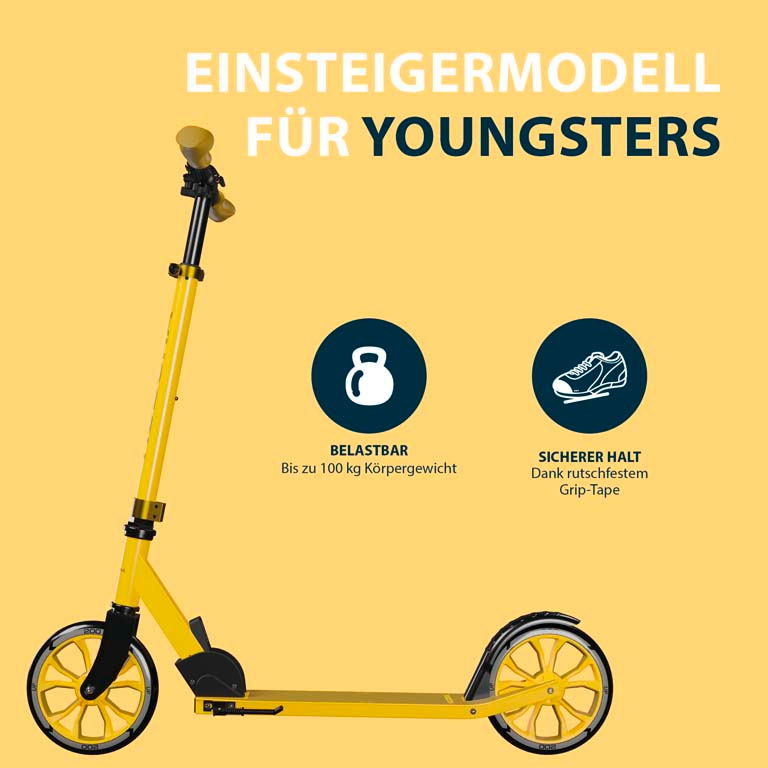 HUDORA Scooter Up 200, canary inklusive Kabelschloss (Bundle), Bild 2 von 5