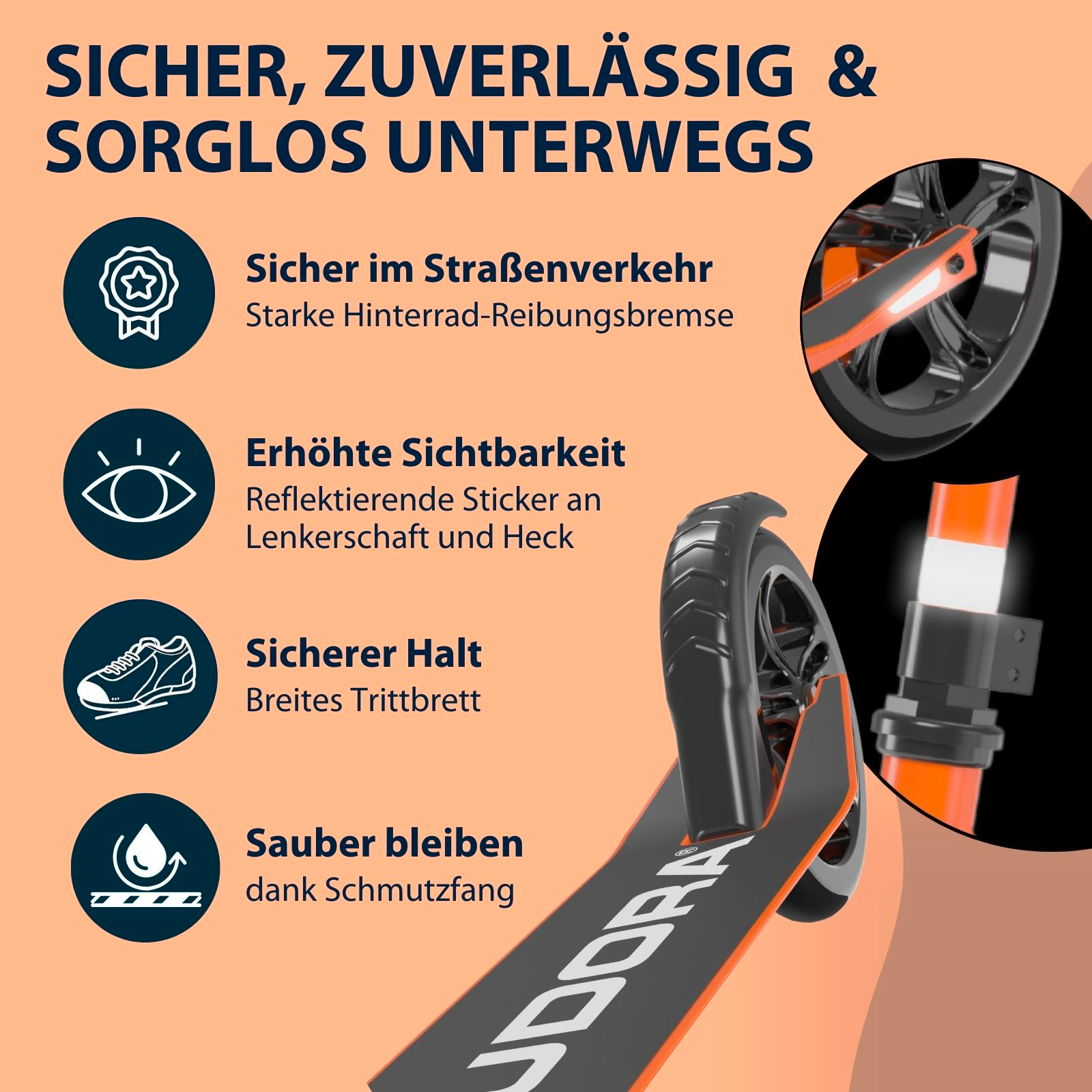 HUDORA Scooter Start 200, orange, Bild 5 von 7