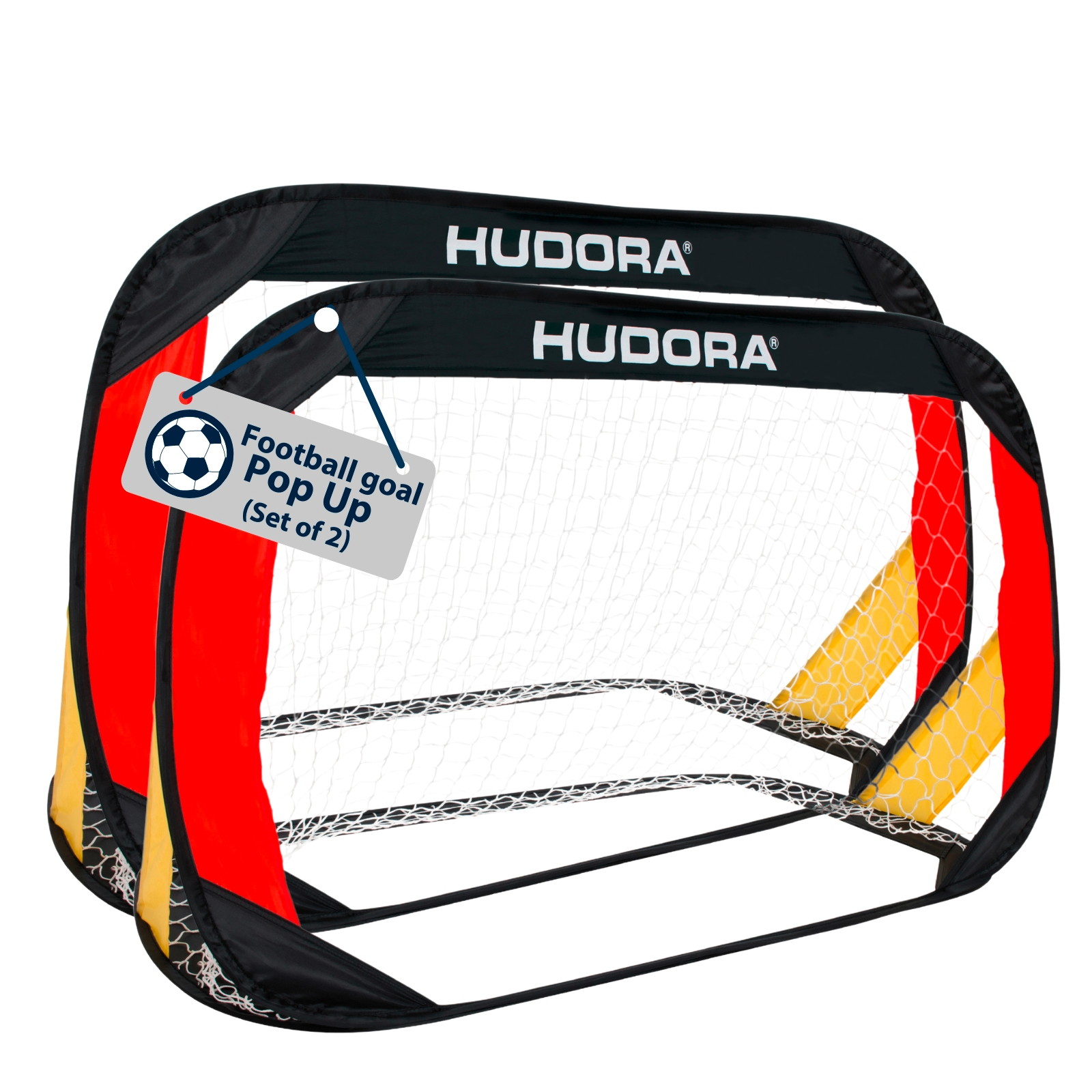 Pop Up football goal, Set of 2 Black/Red/Gold