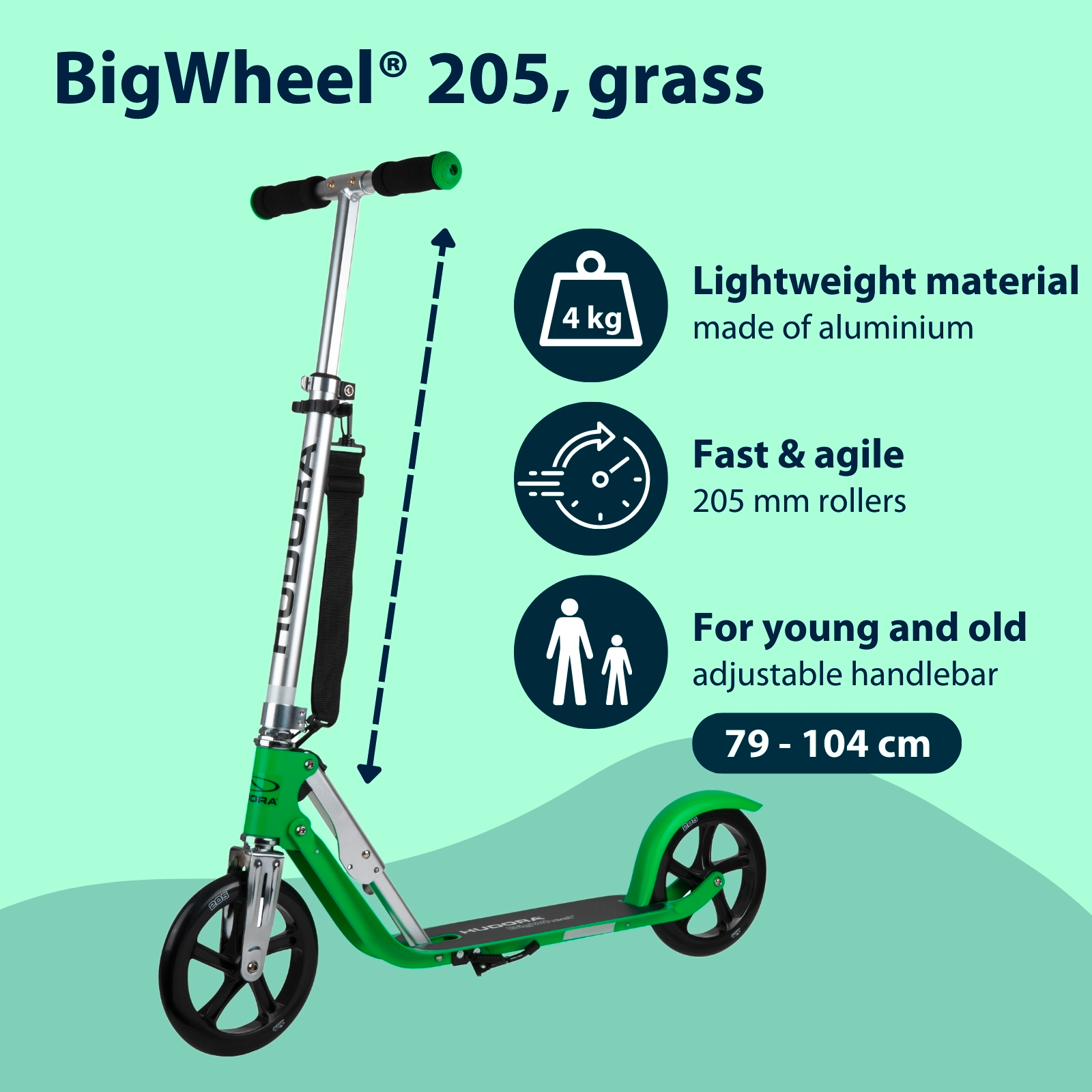 HUDORA BigWheel® 205 Scooter, grass "Exclusive Edition", image 2 from 7
