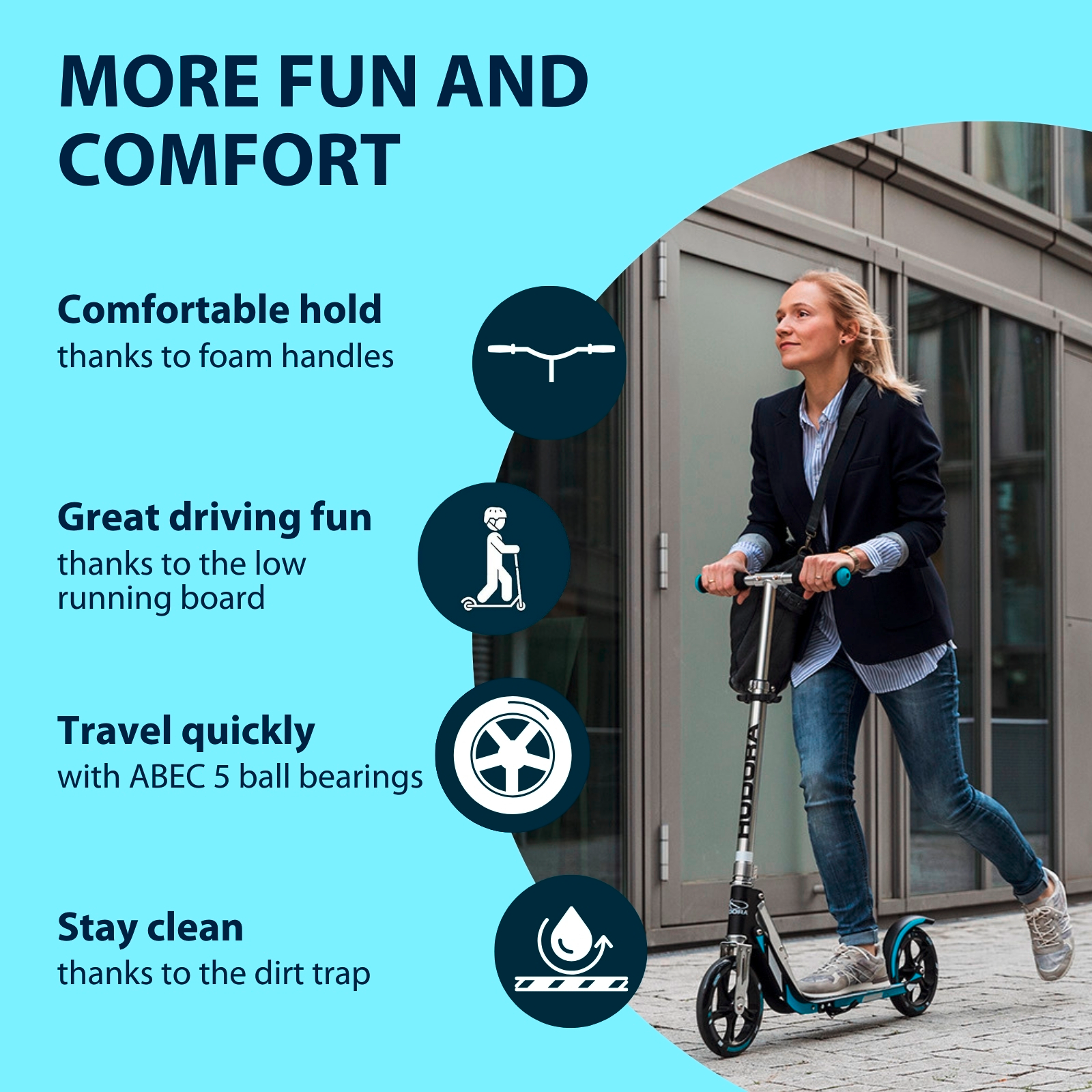HUDORA BigWheel® 205 Black/Blue, image 3 from 7