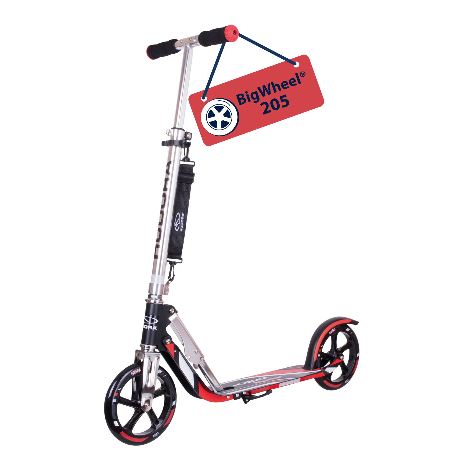 HUDORA BigWheel® 205, Scooter schwarz/rot