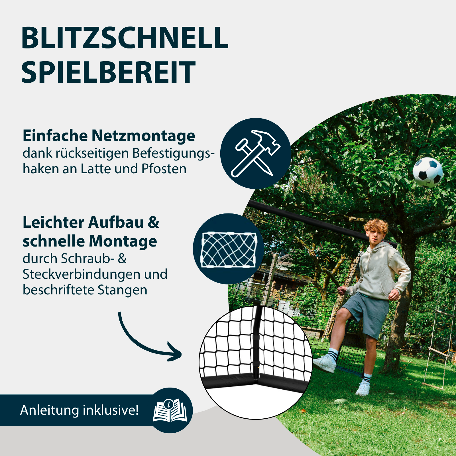 HUDORA Fußballtor Advanced 180 black, Bild 6 von 7