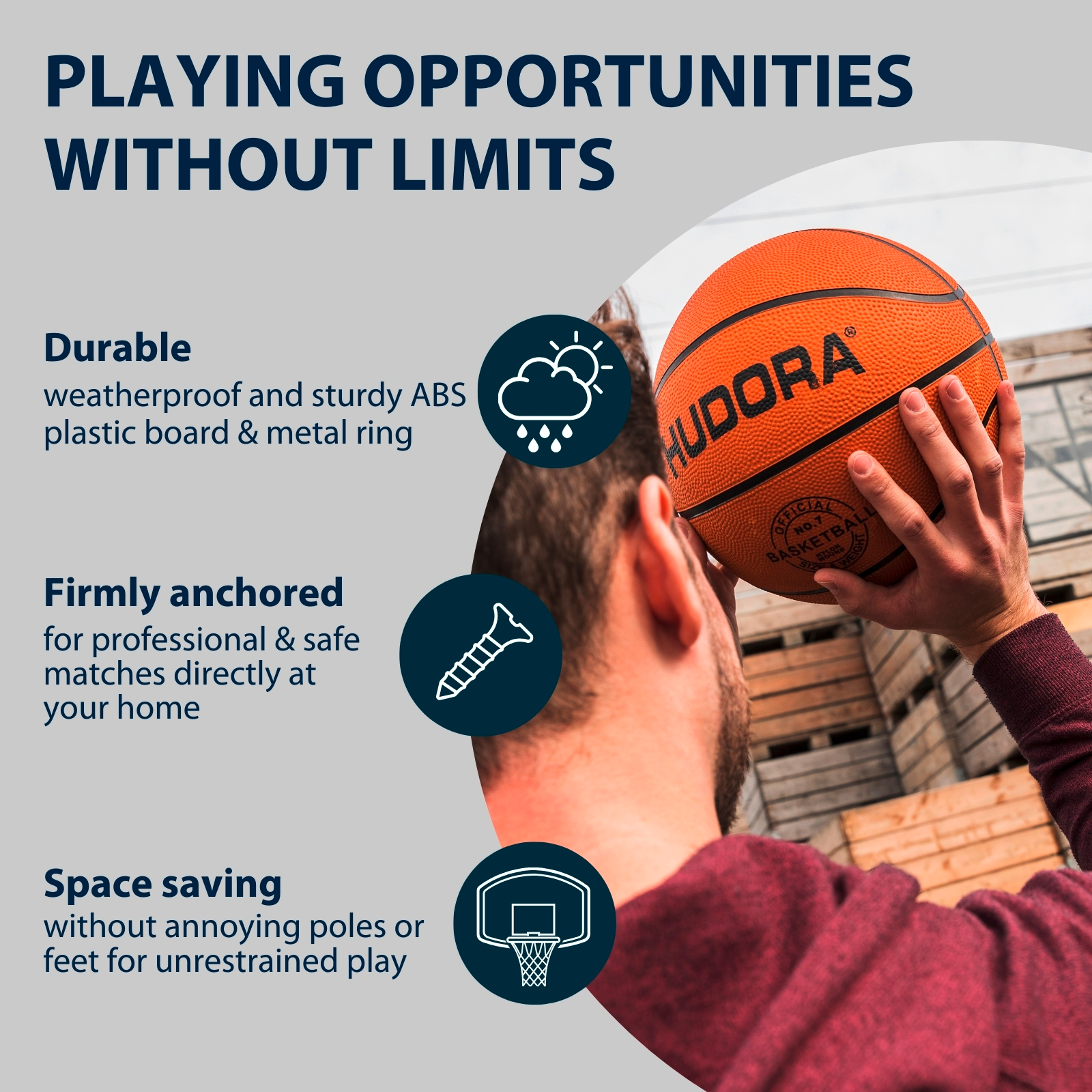 HUDORA basketball hoop set indoor/outdoor, image 4 from 6