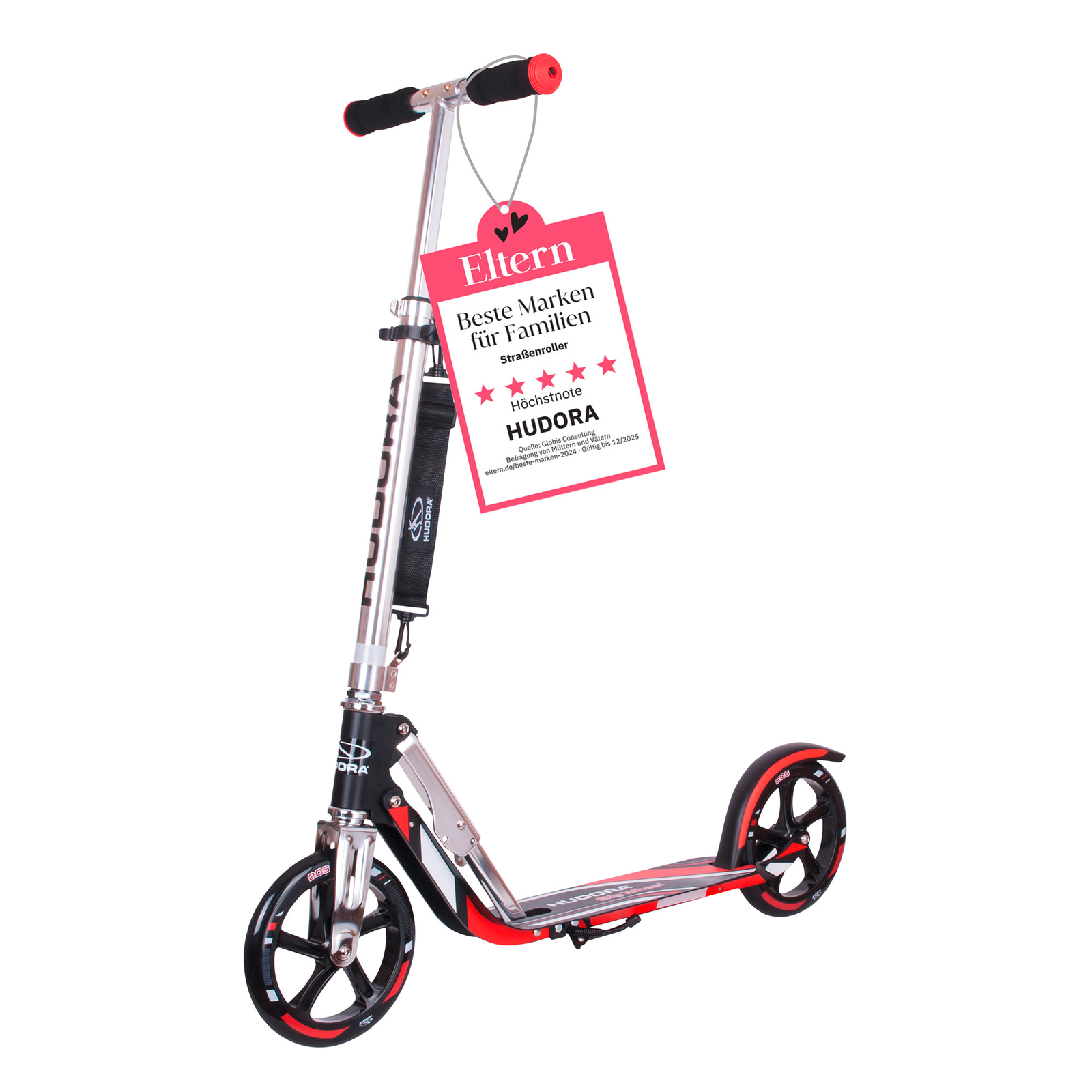 HUDORA BigWheel® 205, Scooter schwarz/rot