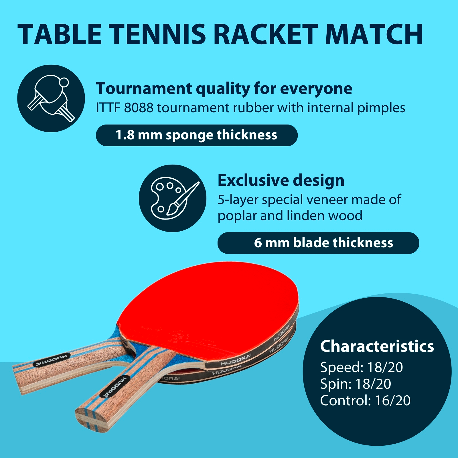 HUDORA Match table tennis set, image 3 from 6