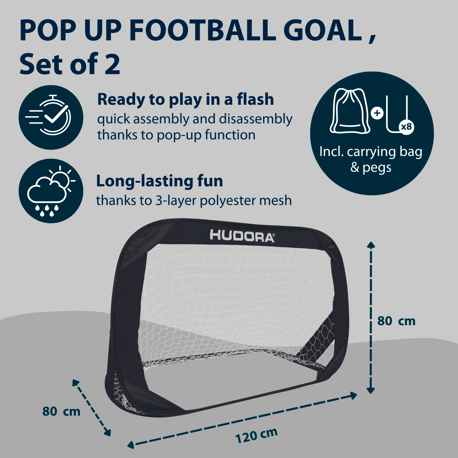 Pop Up football goal, Set of 2 Black, image 2 from 6