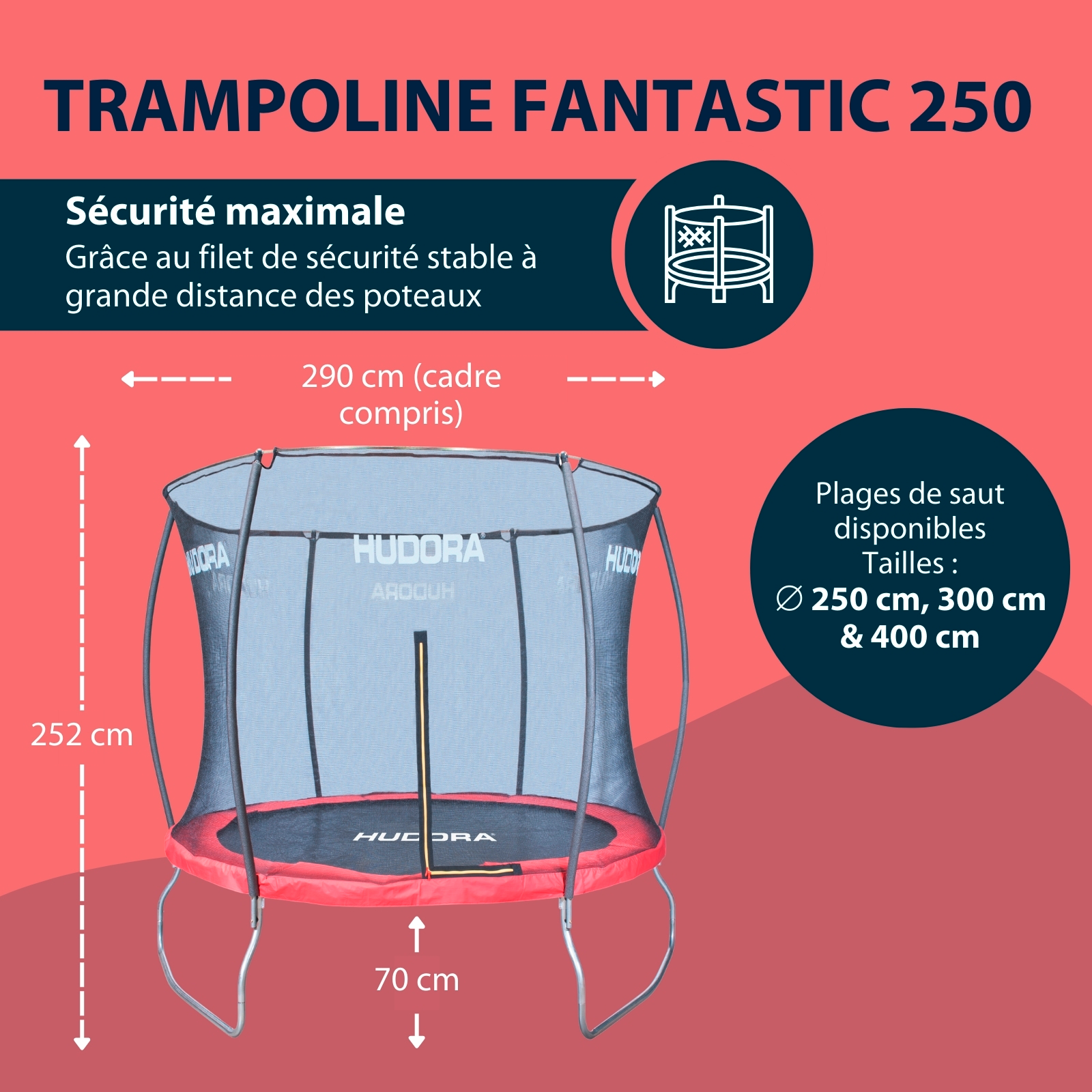 HUDORA trampoline Fantastic 250V, image 2 from 7