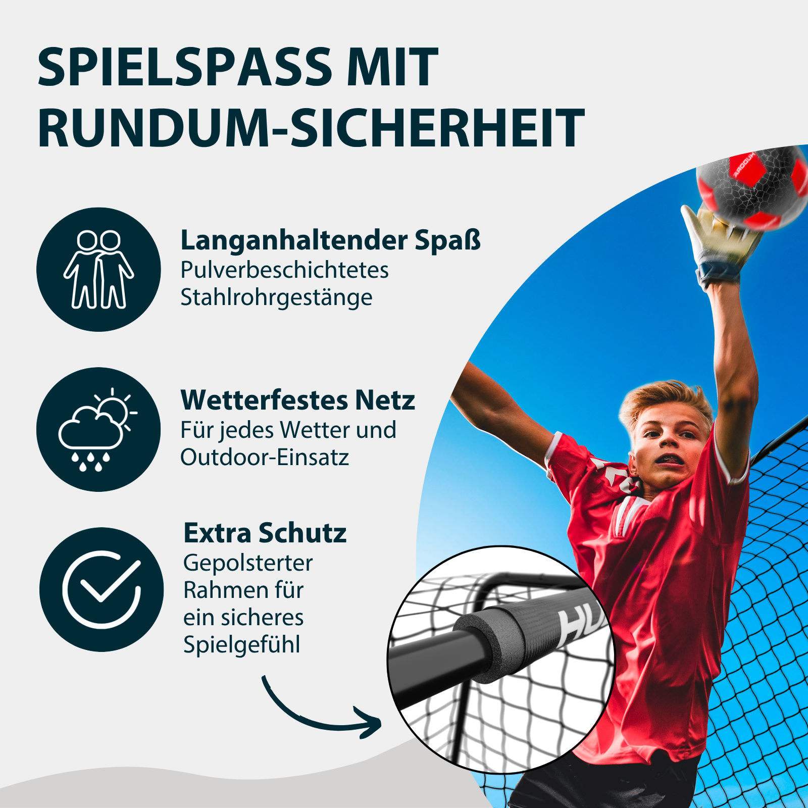 HUDORA Fußballtor Pro Tect 240 Lite black, image 5 from 7