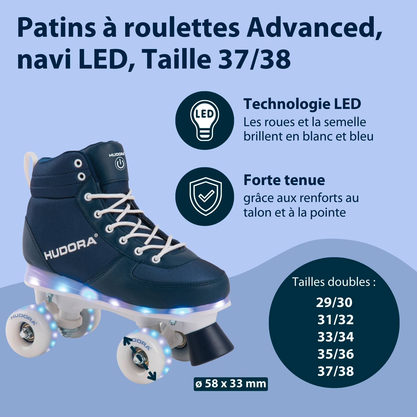 Patins à roulettes Advanced, navy LED, image 2 from 7