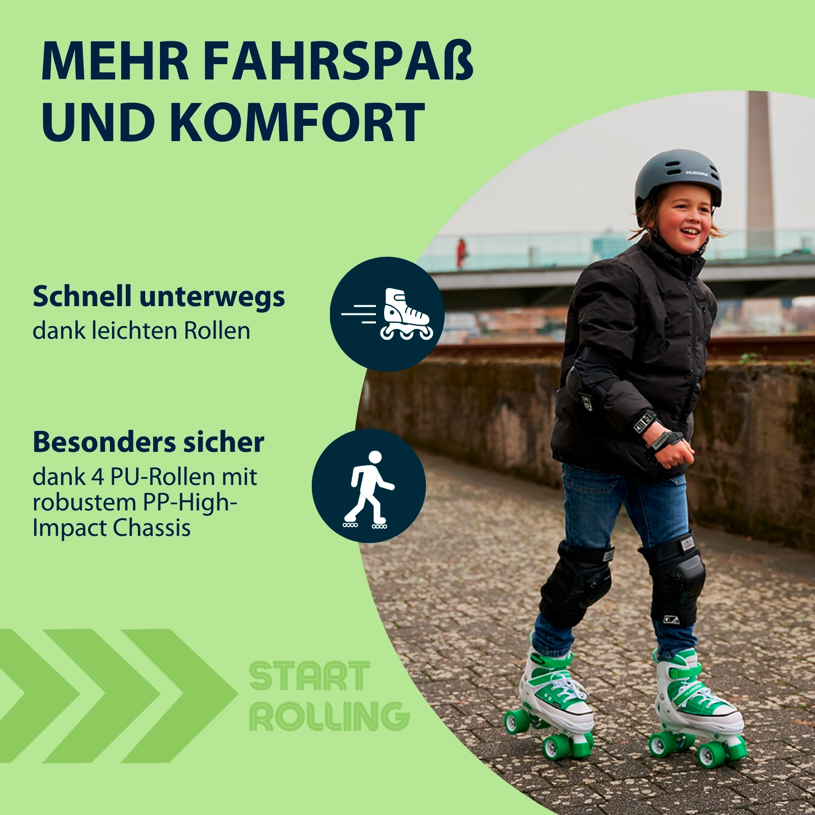 HUDORA Rollschuh Sneaker, grass, Gr. 28-39, Bild 3 von 7