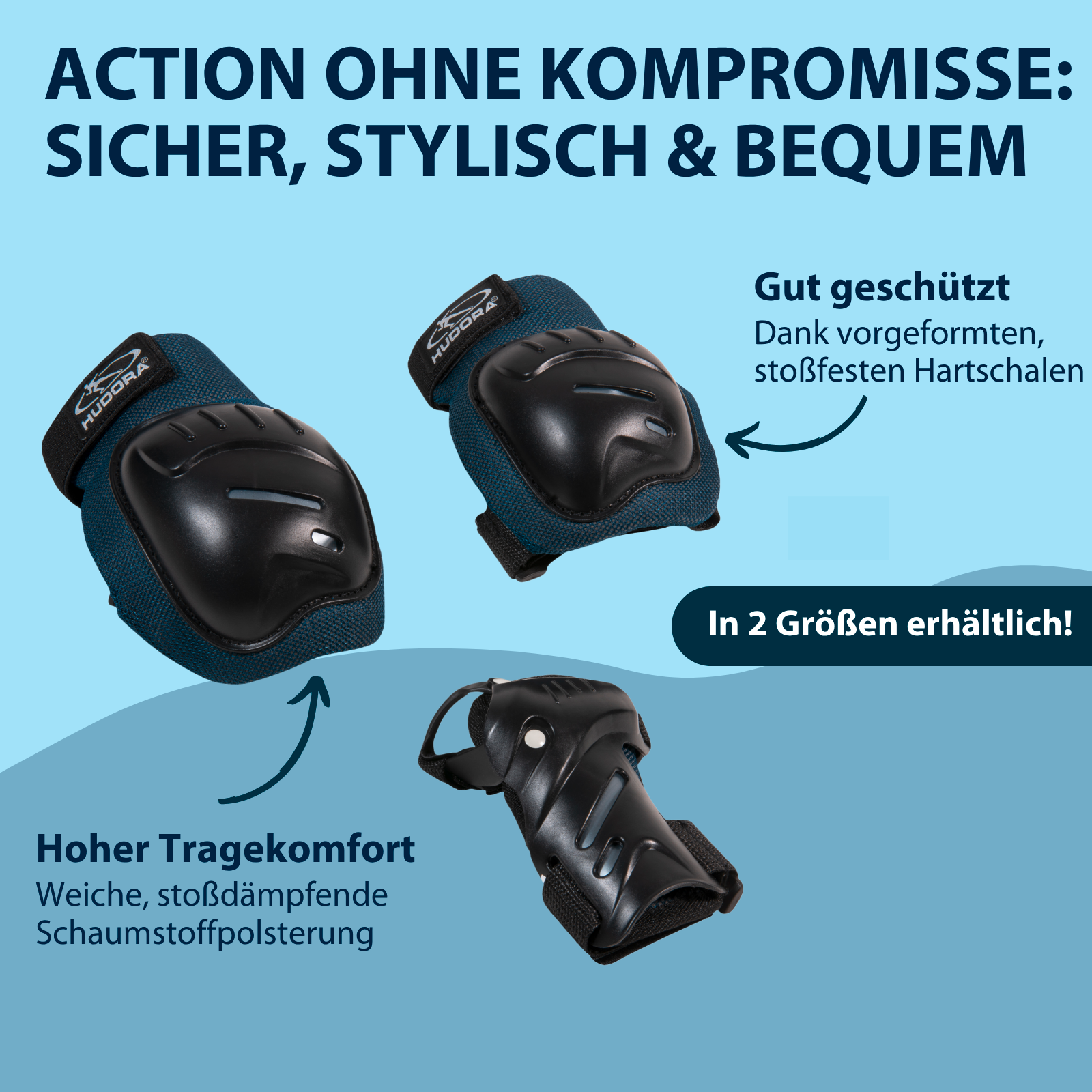 HUDORA Biomechanisches Protektoren Set Comfort blue S, Bild 4 von 5