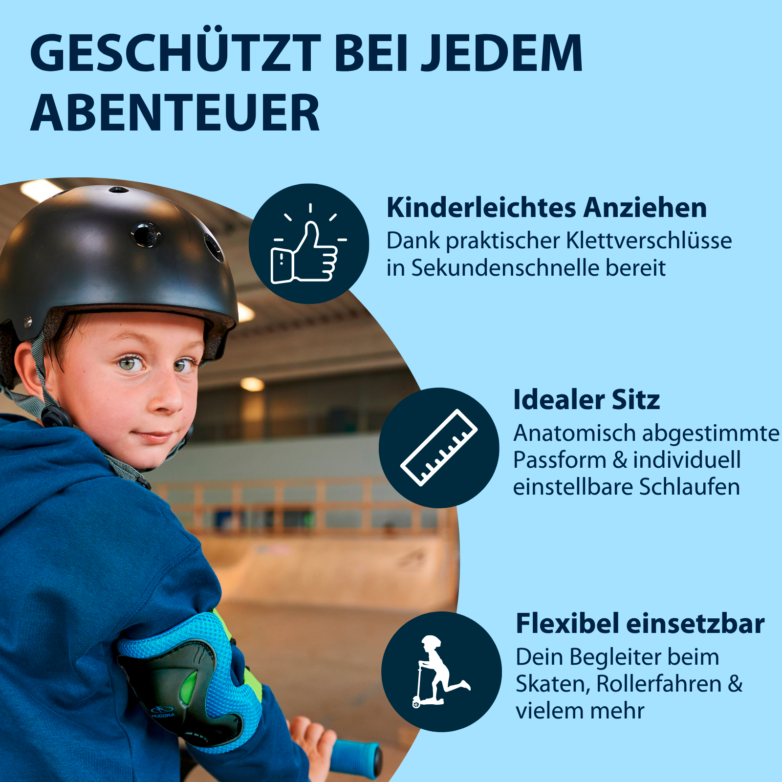 HUDORA Protektoren Set Kids blue XS, Bild 6 von 6