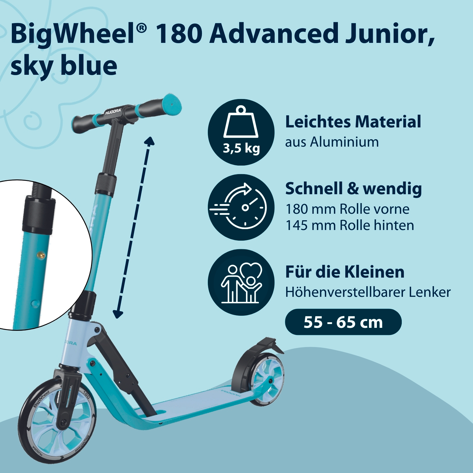 HUDORA BigWheel® 180 Advanced Junior, sky blue, Bild 2 von 7