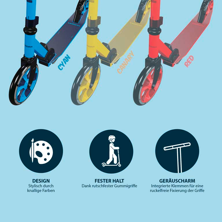 HUDORA Scooter Up 200, cyan inklusive Kabelschloss (Bundle), Bild 3 von 5