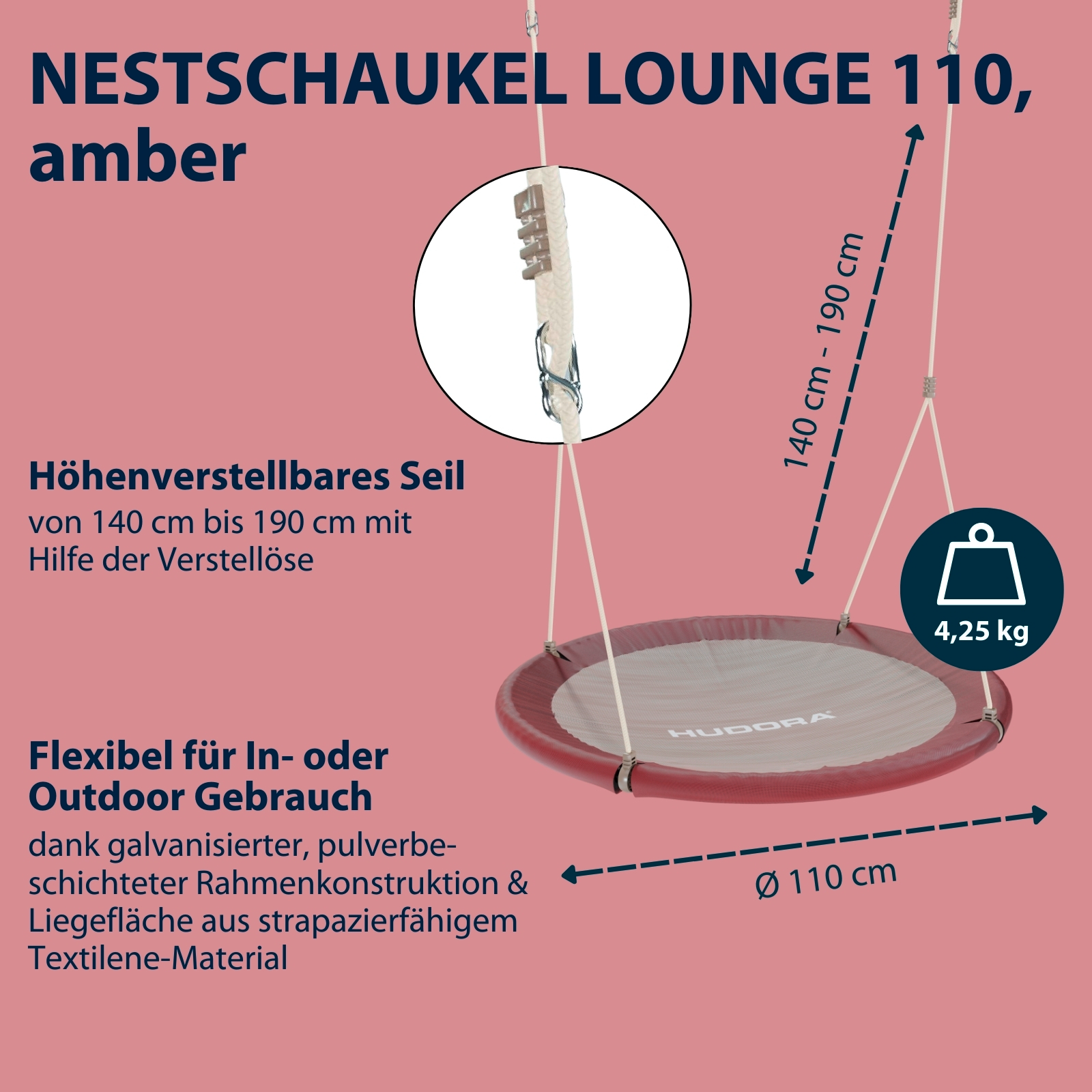 HUDORA Nestschaukel Lounge 110, amber, Bild 2 von 6