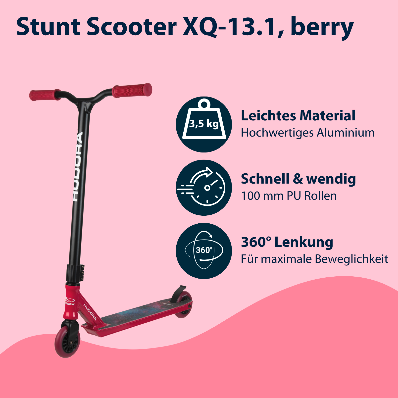HUDORA Stunt Scooter XQ-13.1, berry, image 2 from 7