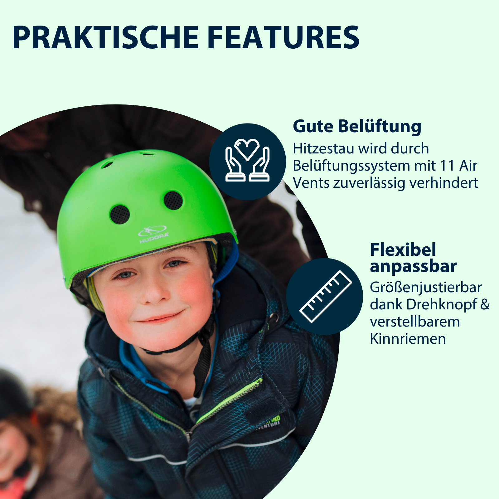HUDORA skater helmet, size S/M, green, image 3 from 7