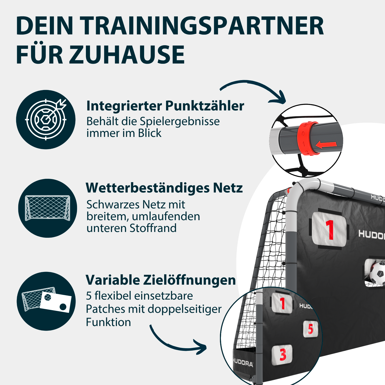 HUDORA Fußballtor RoCo 300 mit Torwand, Bild 6 von 7