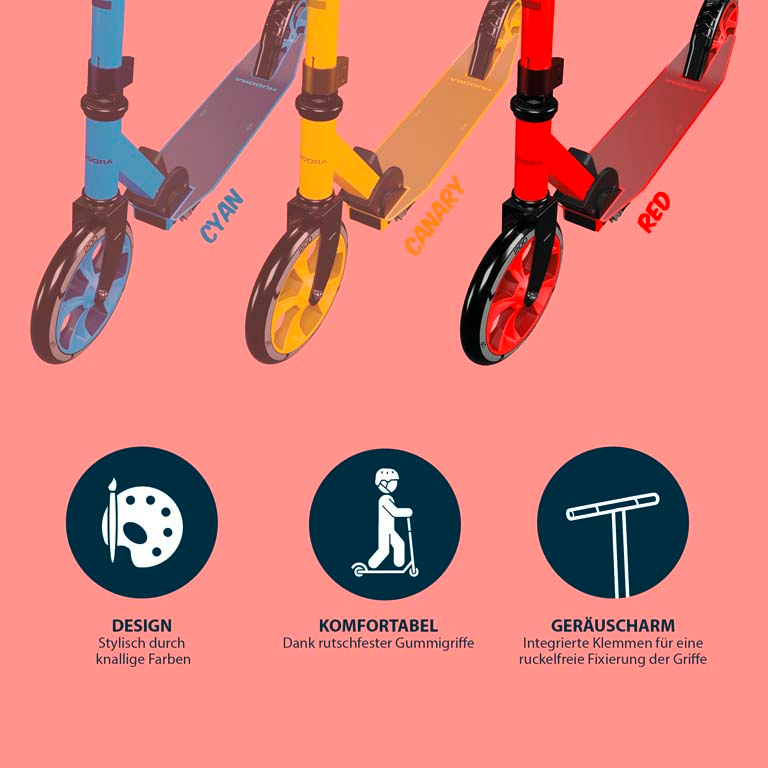 HUDORA Scooter Up 200, red inklusive Kabelschloss (Bundle), Bild 5 von 5