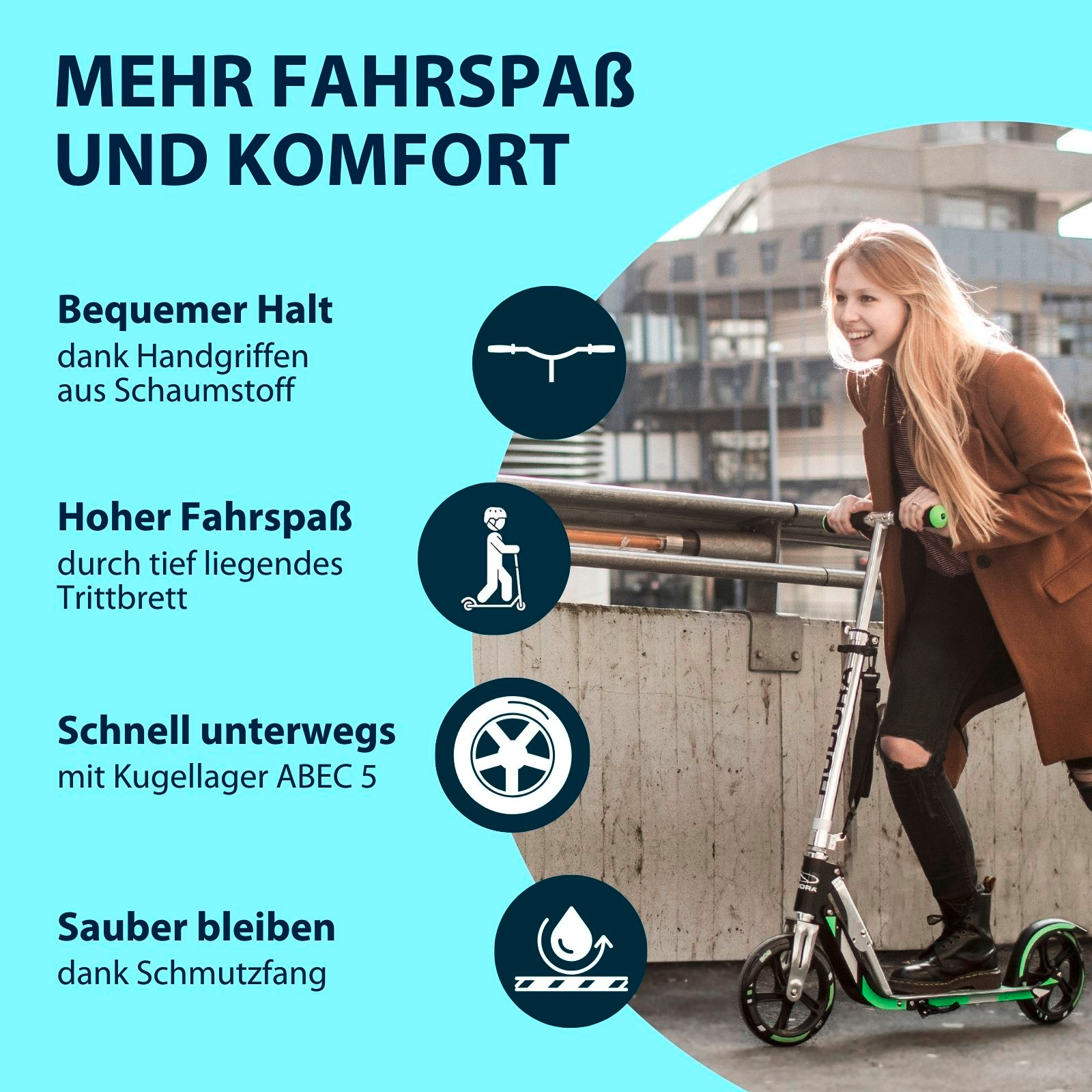 HUDORA BigWheel® 205 Scooter, ocean "Exklusiv Edition", Bild 3 von 7