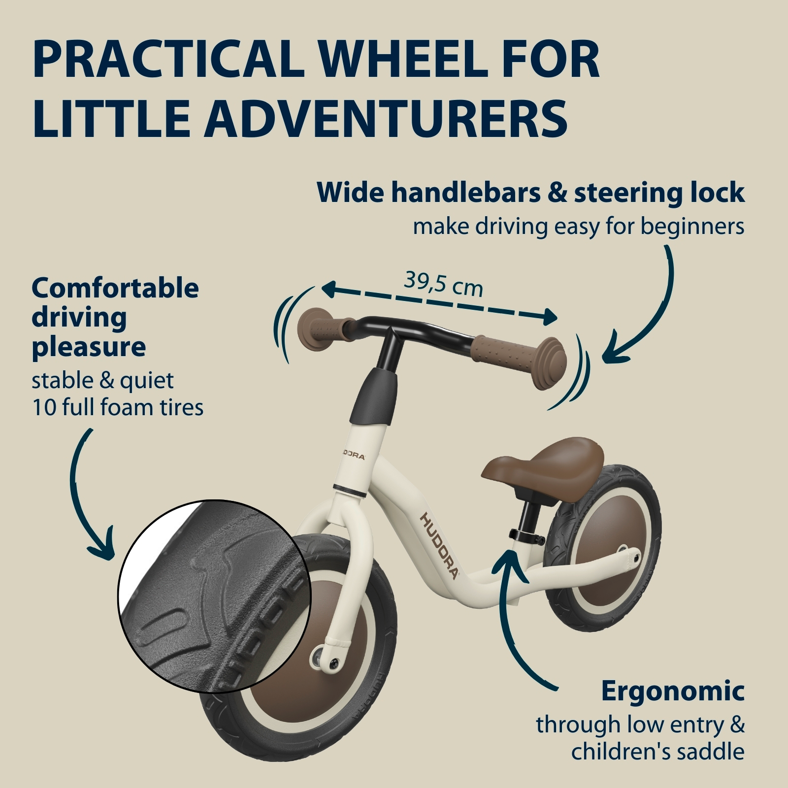 HUDORA Cruisy balance bike, mocha, image 3 from 6