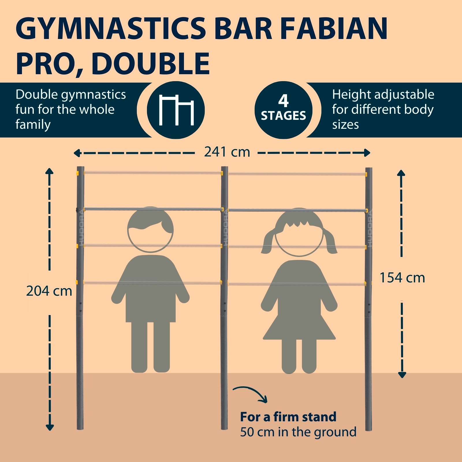 HUDORA Fabian Pro double gymnastics bar, image 2 from 6