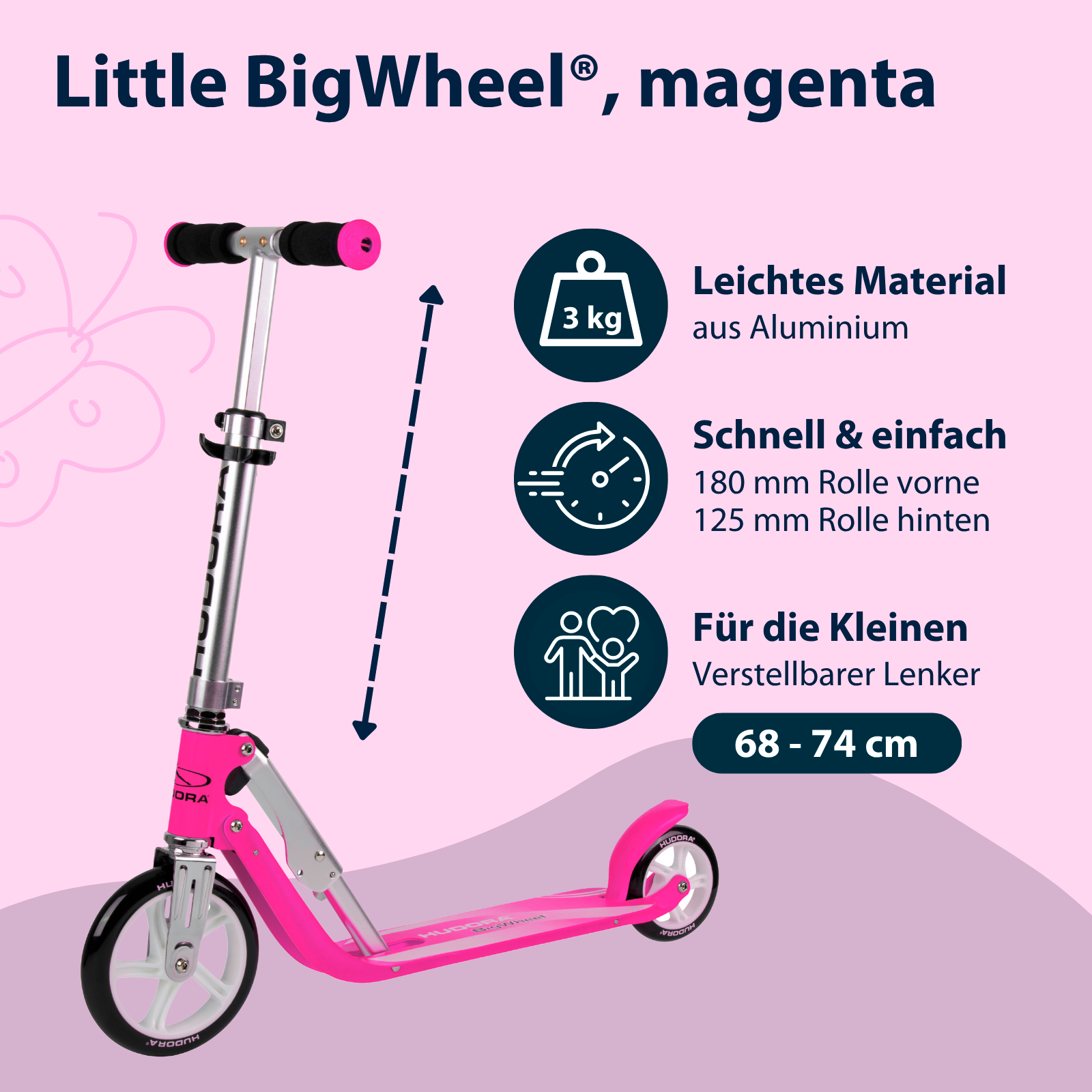 HUDORA Little BigWheel®, Scooter magenta, Bild 2 von 7