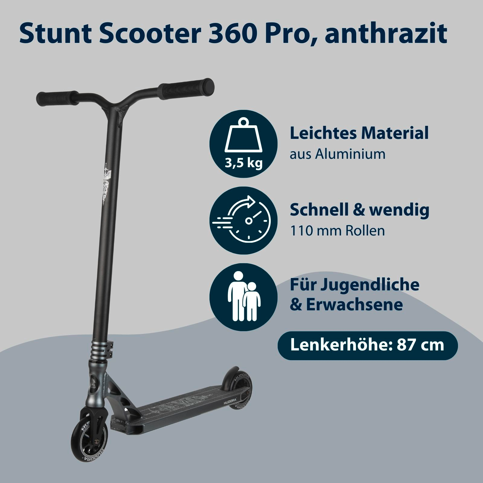 HUDORA Stunt Scooter 360 Pro, anthrazit, Bild 2 von 7