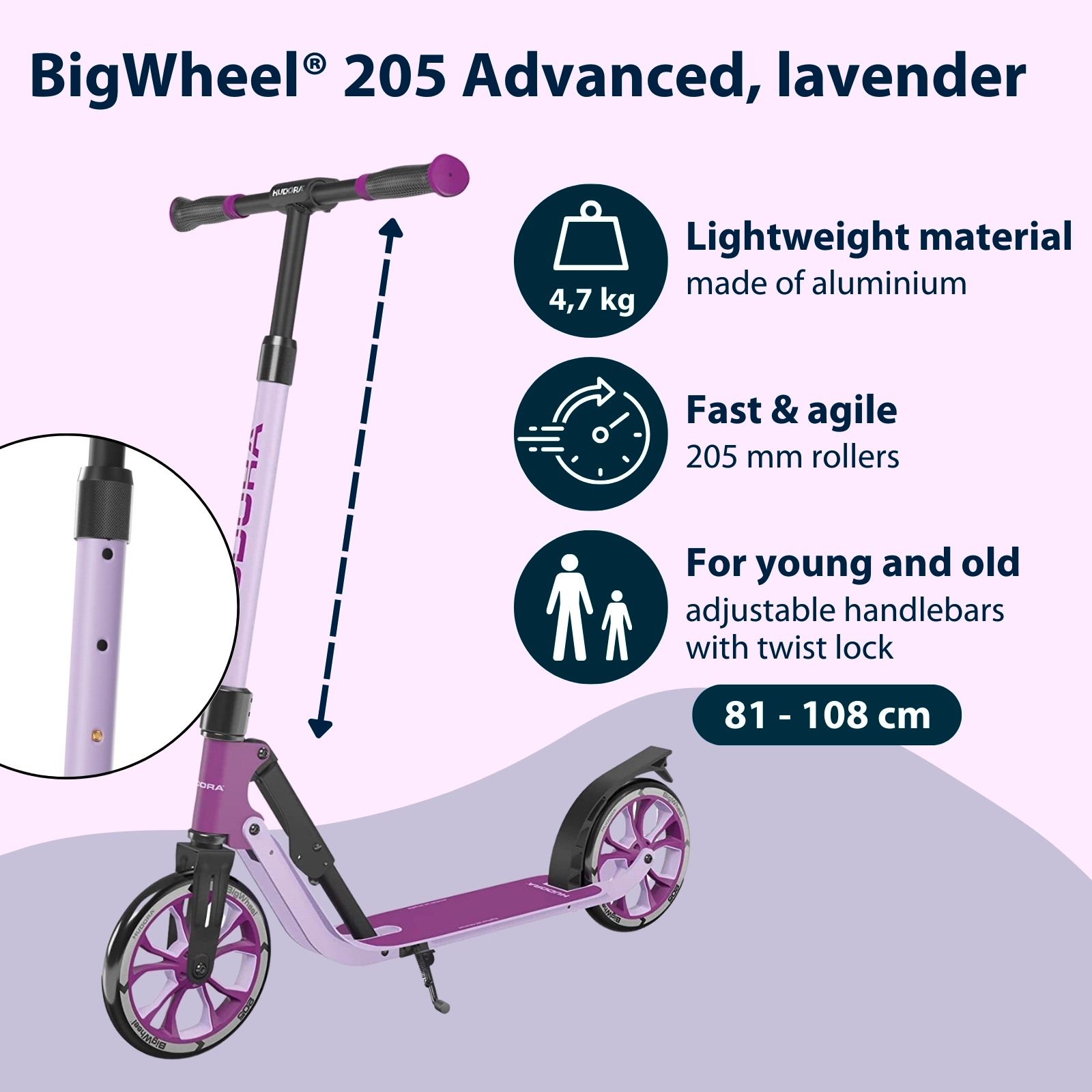 HUDORA BigWheel® 205 Advanced, lavender, image 2 from 7