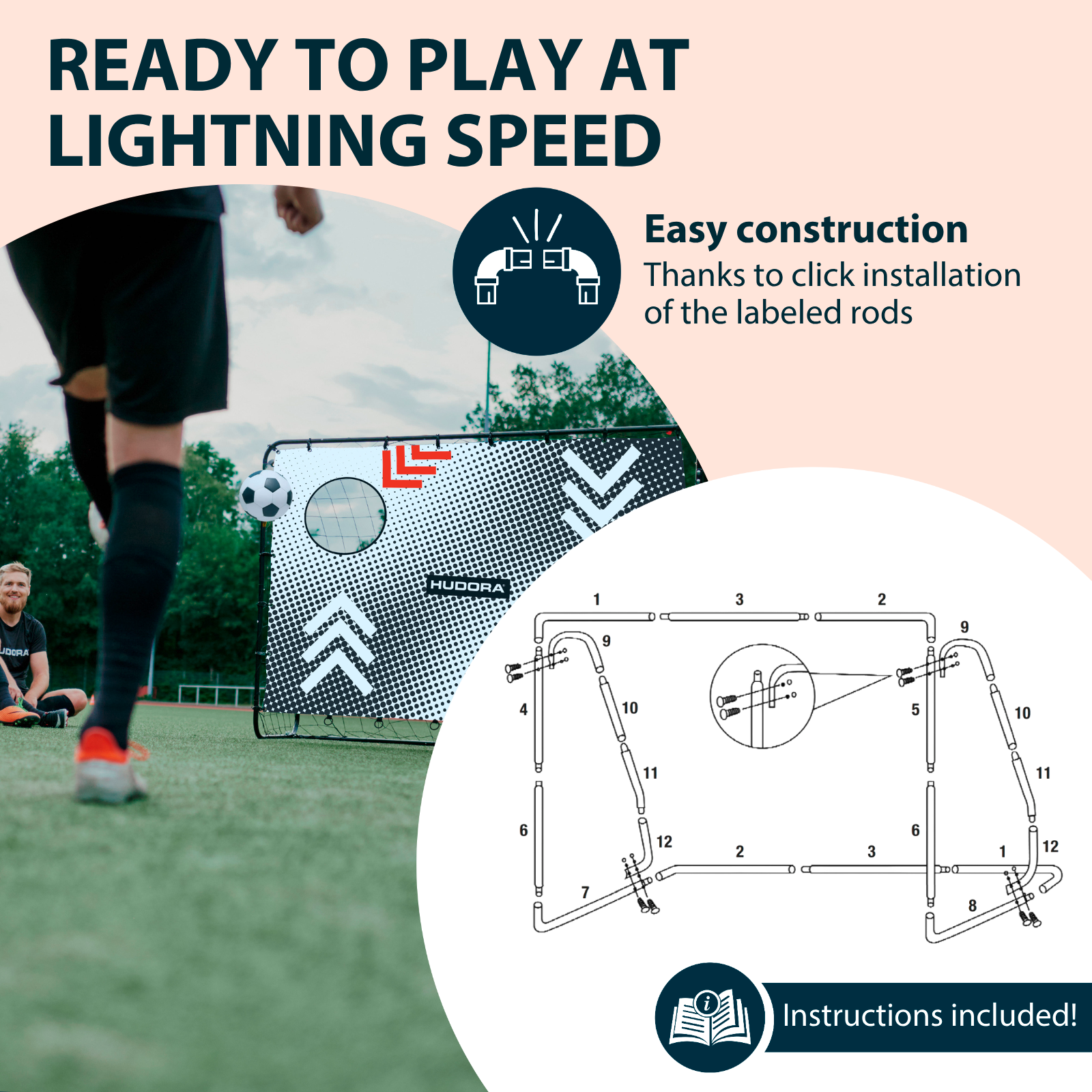 HUDORA football goal trainer with goal wall, image 4 from 6
