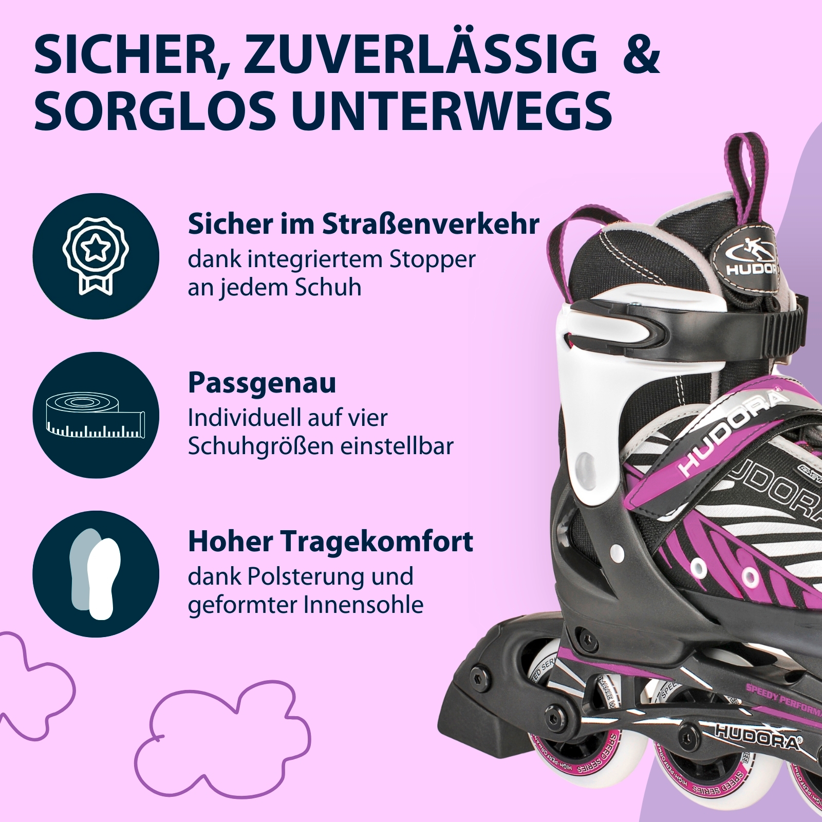 HUDORA Kinderinliner Mia, Gr. 29-40, schwarz/lila, Bild 5 von 7