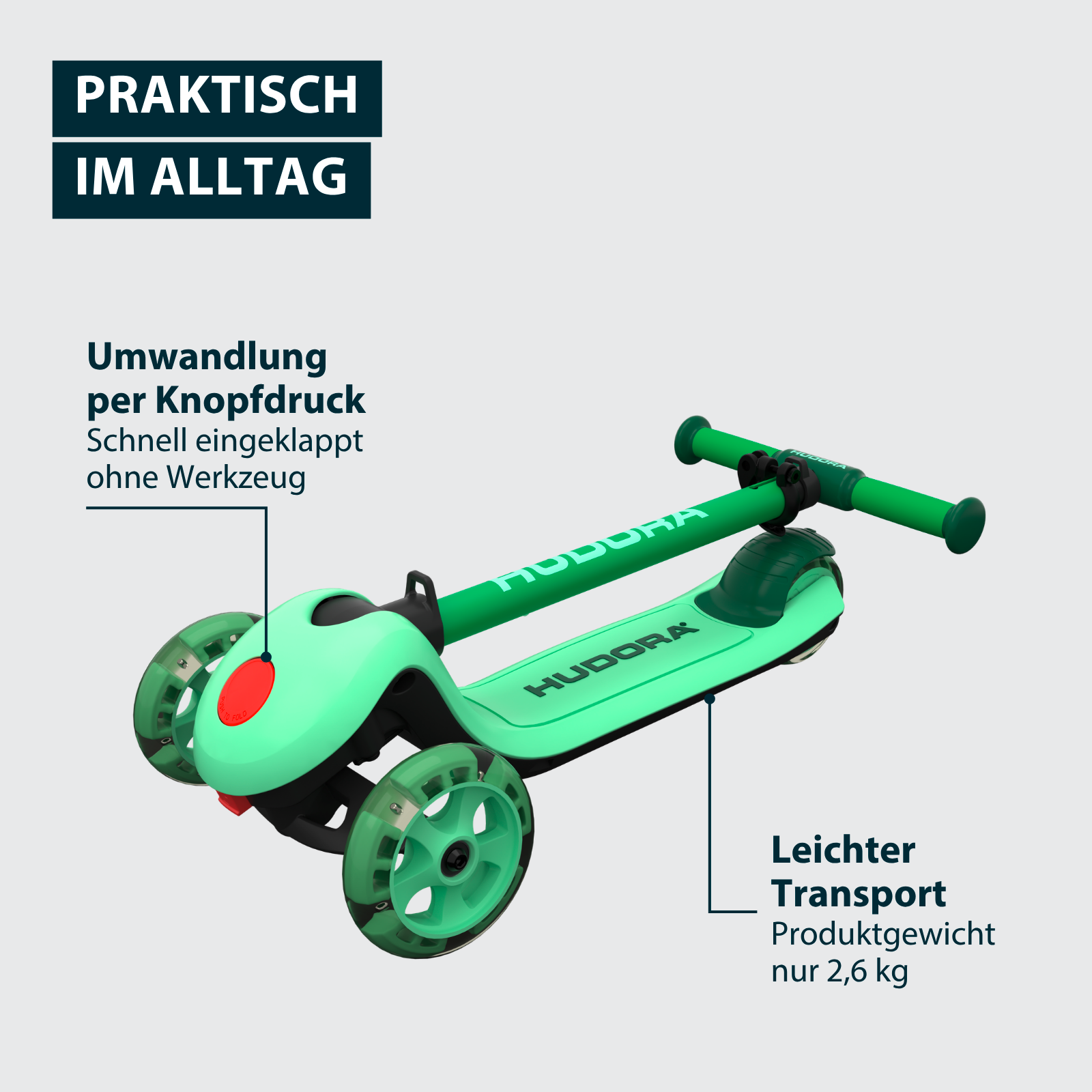 HUDORA Tri-Scooter, mint, Bild 5 von 7