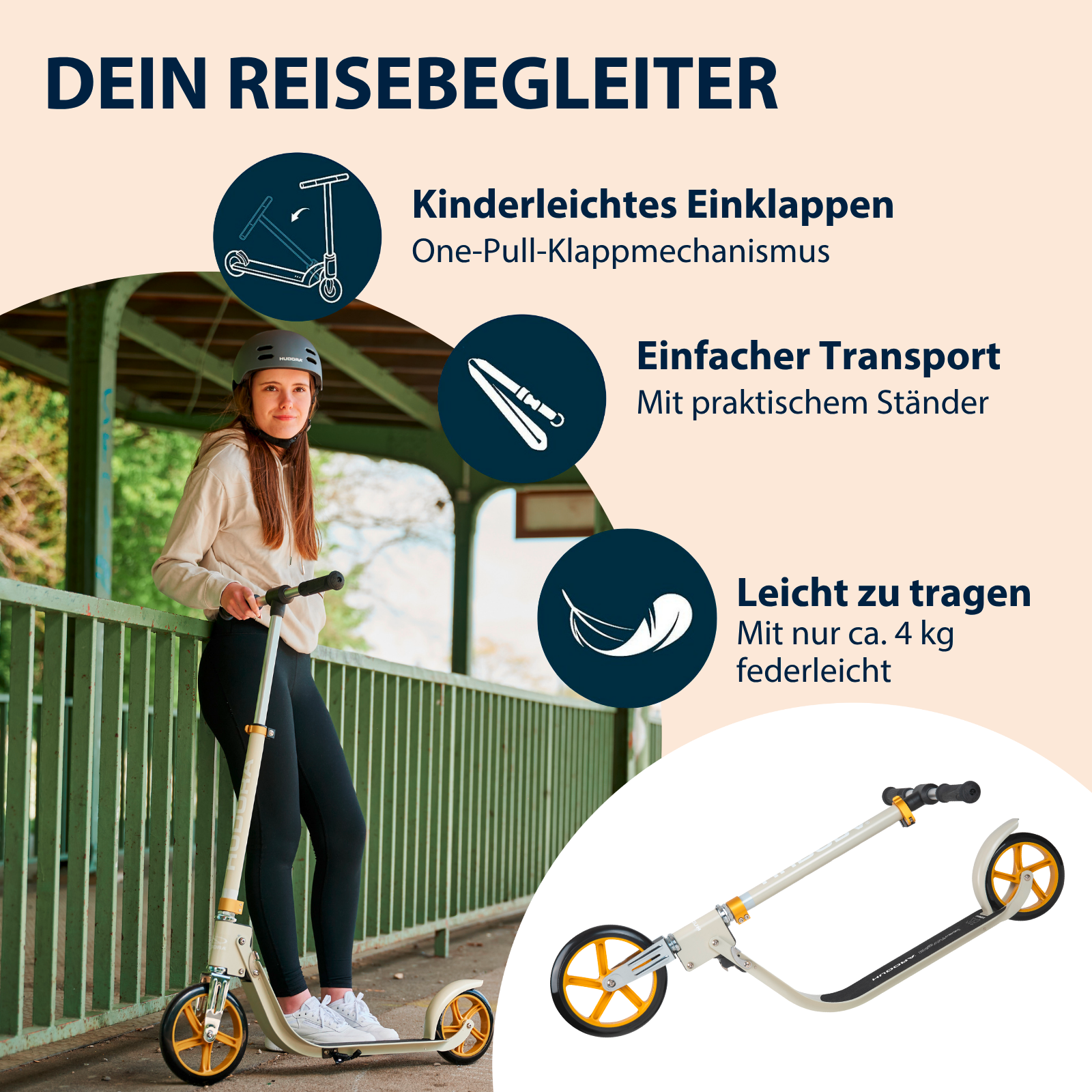 HUDORA BigWheel® 215 Scooter, sand, Bild 4 von 7