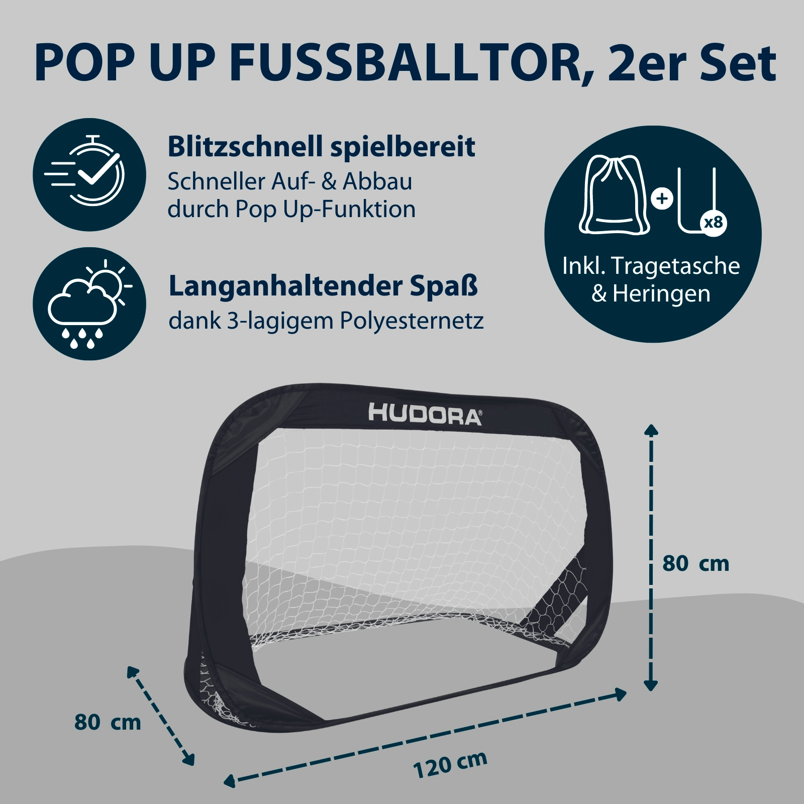 Pop Up Fußballtor, 2er Set Schwarz, Bild 2 von 6