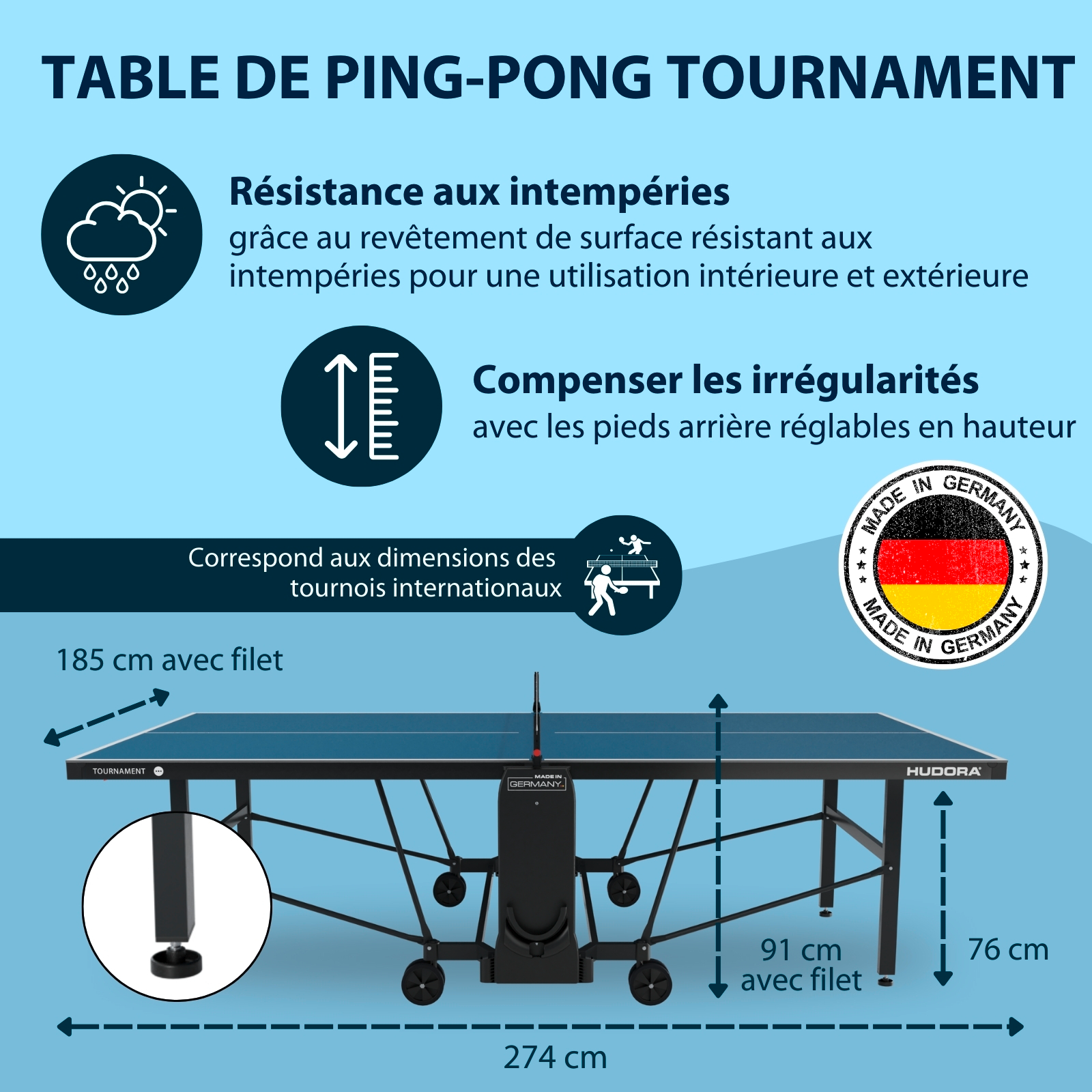 HUDORA Tournament table tennis table, image 2 from 8
