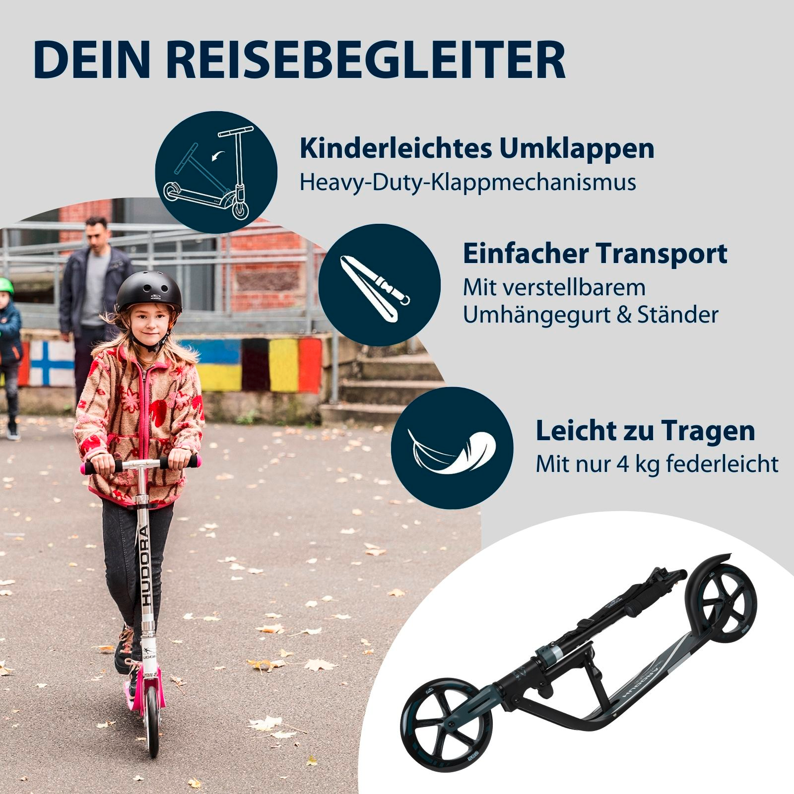 HUDORA BigWheel® 205, Scooter schwarz/anthrazit, Bild 4 von 7