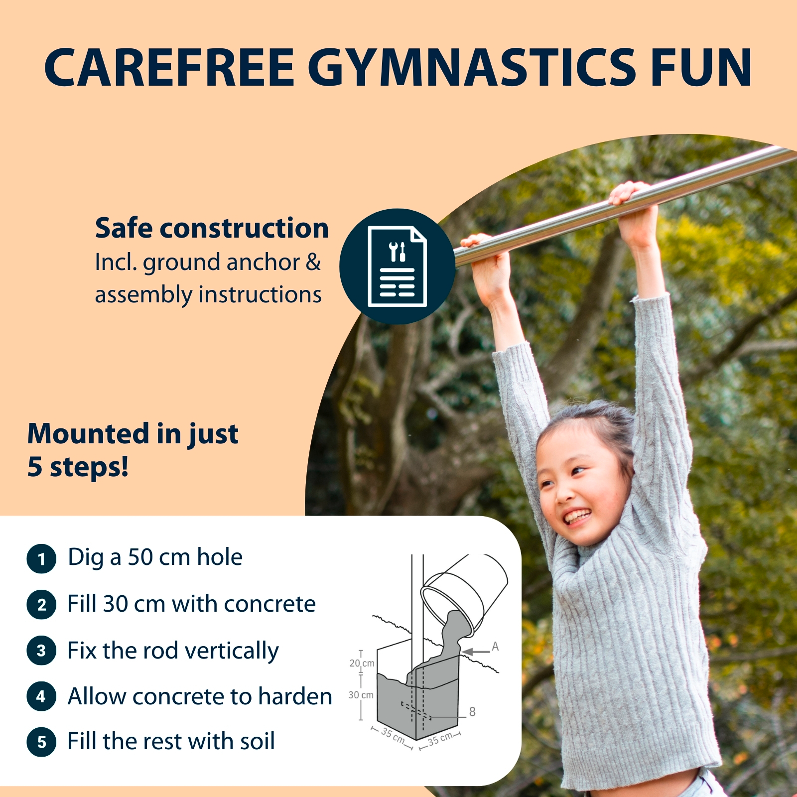 HUDORA Fabian Pro double gymnastics bar, image 4 from 6