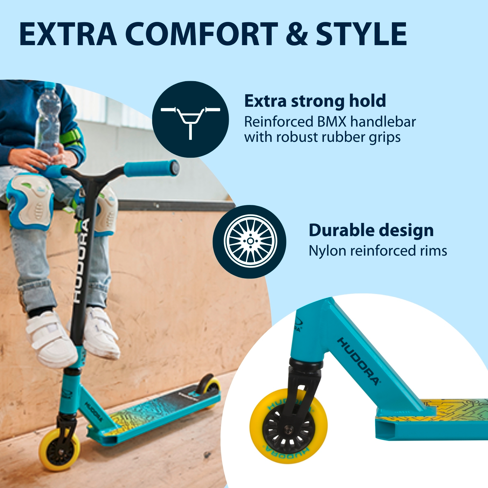HUDORA Stunt Scooter Kids, light blue, image 4 from 7