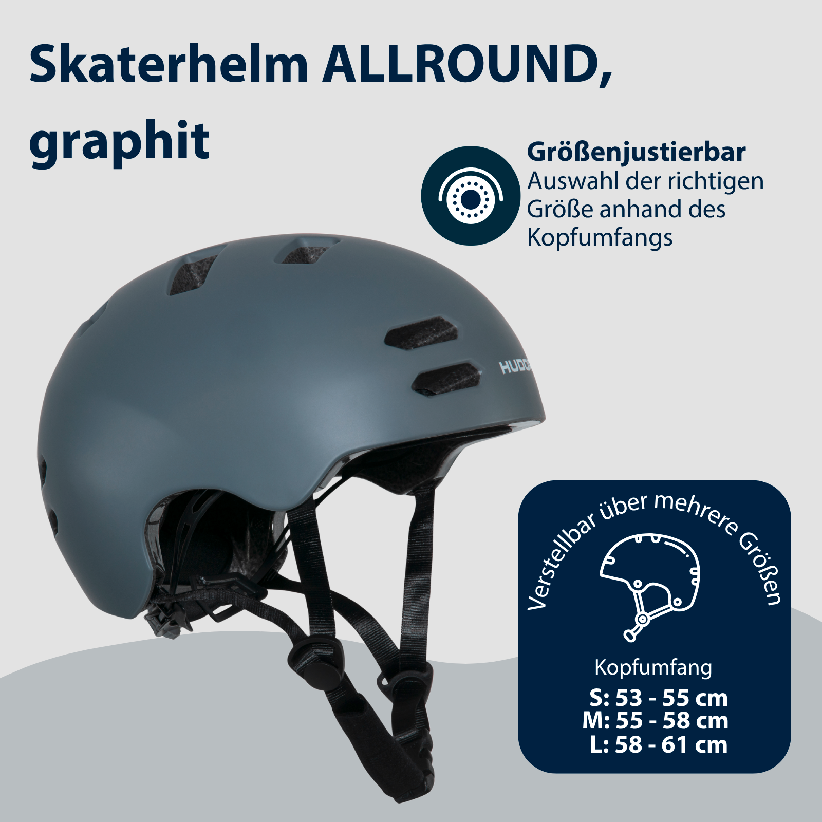 HUDORA skater helmet Allround, size M, graphite, image 2 from 6