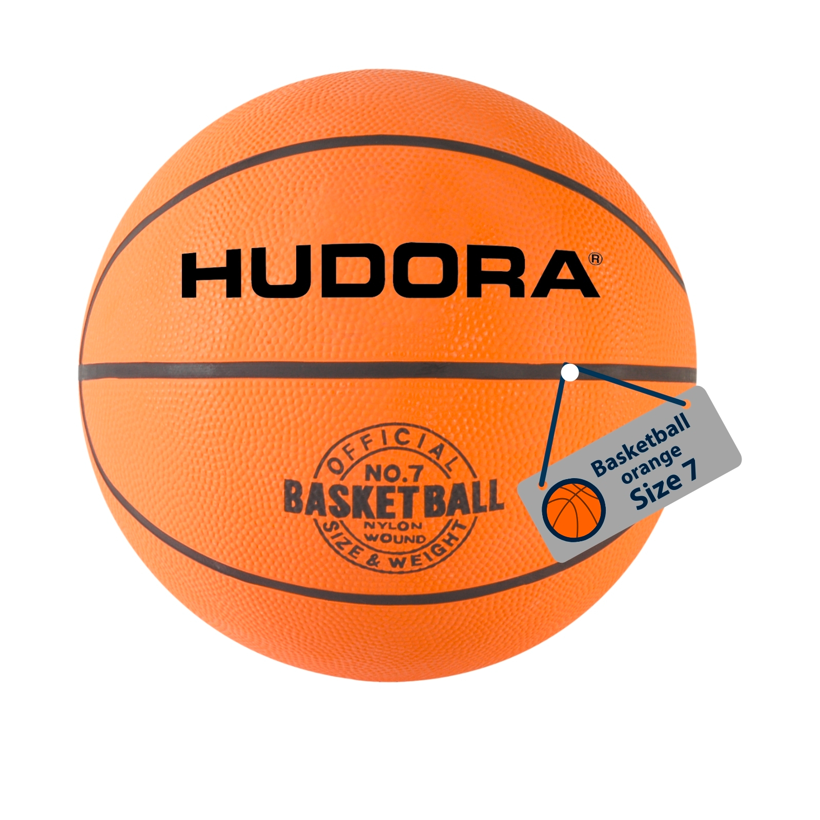 HUDORA Basketball, size 7, orange, uninflated
