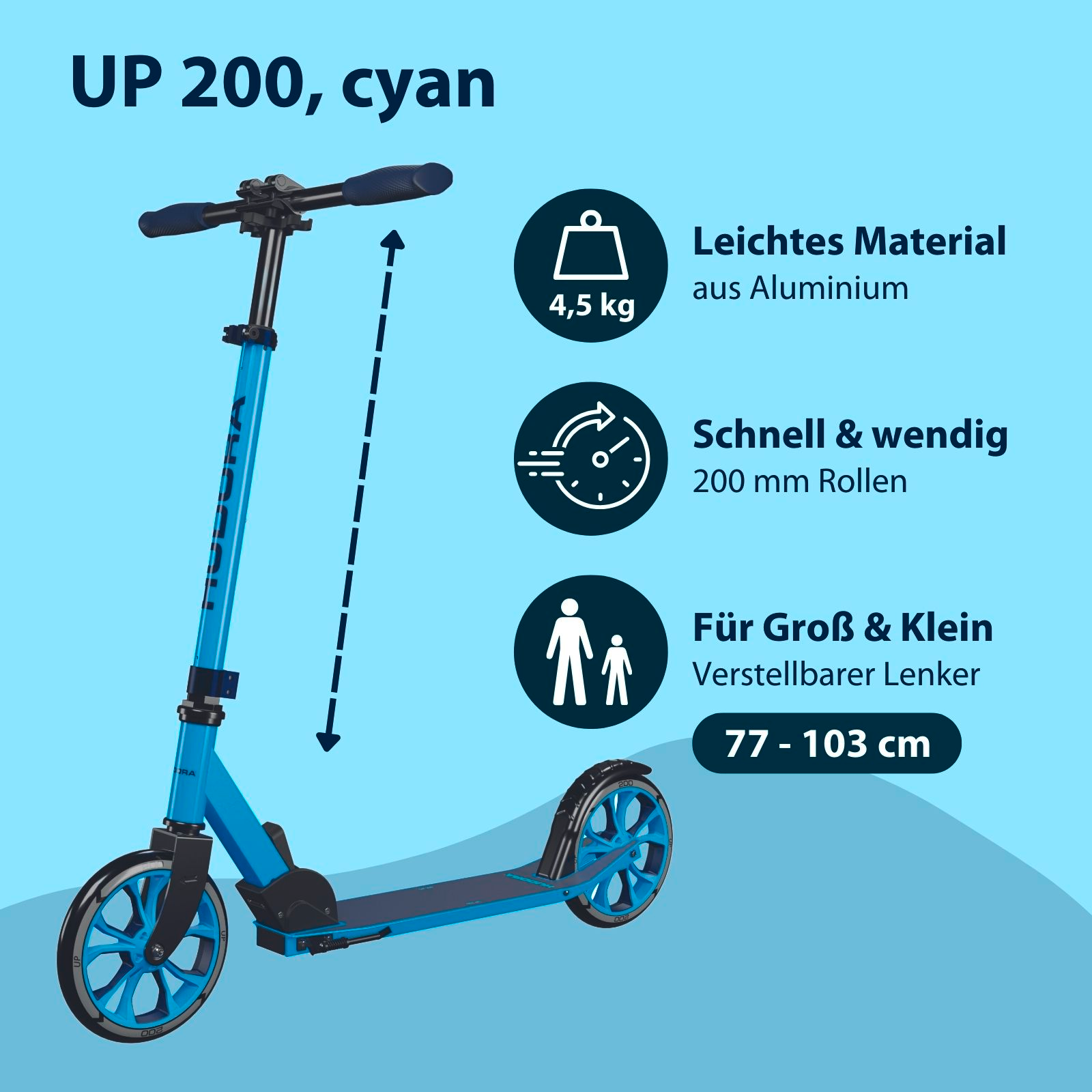 HUDORA Scooter Up 200, cyan, Bild 2 von 7