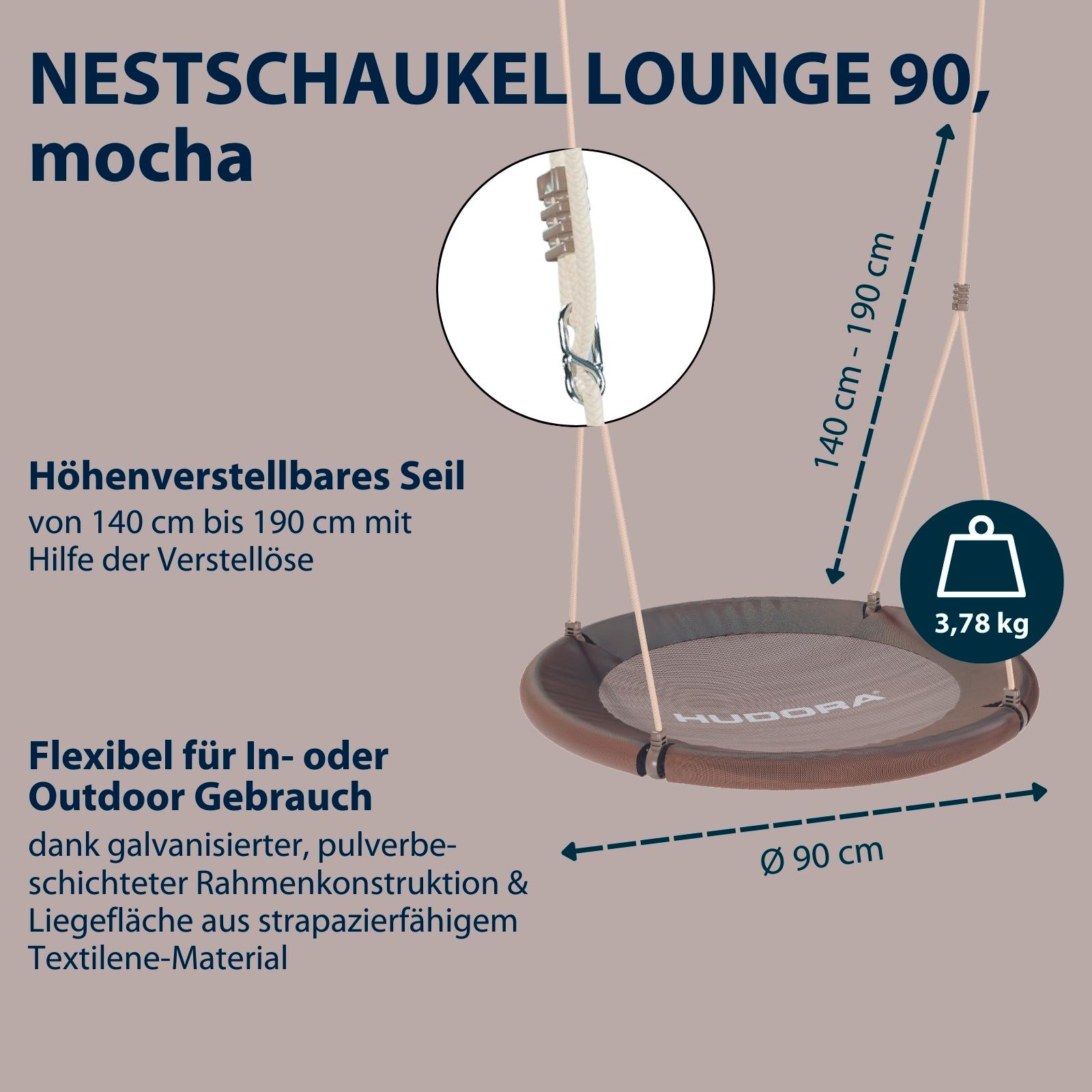 HUDORA Nestschaukel Lounge 90, mocha, Bild 2 von 6
