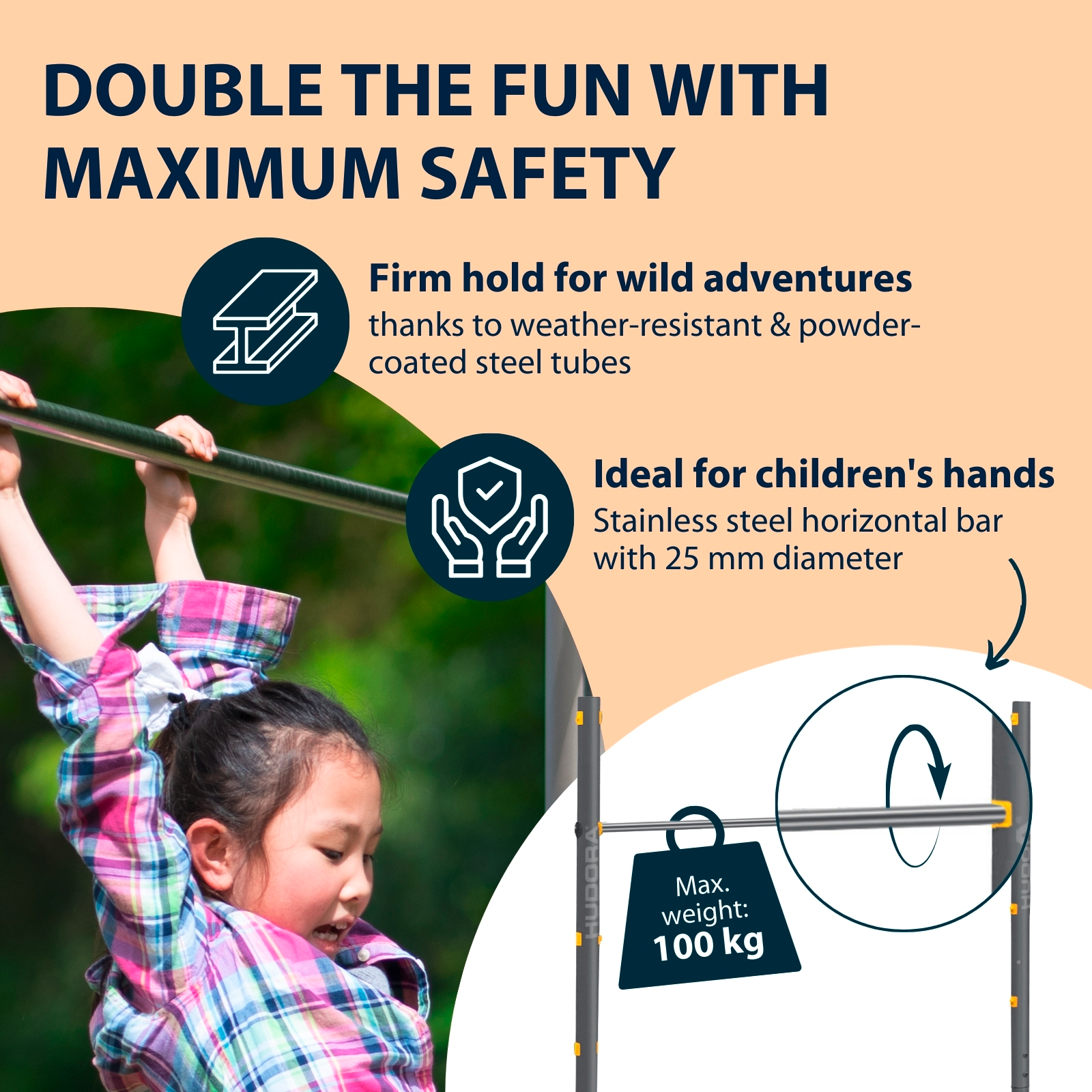 HUDORA Fabian Pro double gymnastics bar, image 3 from 6