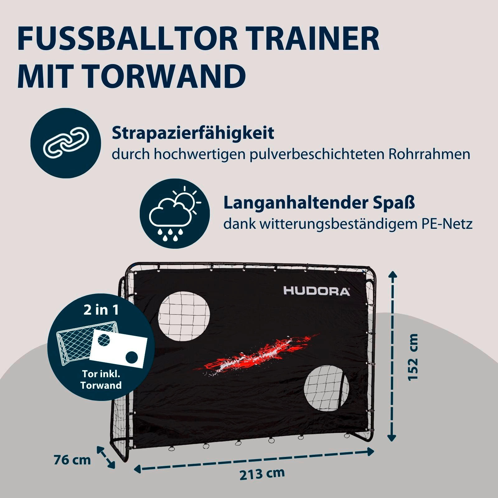 HUDORA Fußballtor Trainer mit Torwand, Bild 2 von 6