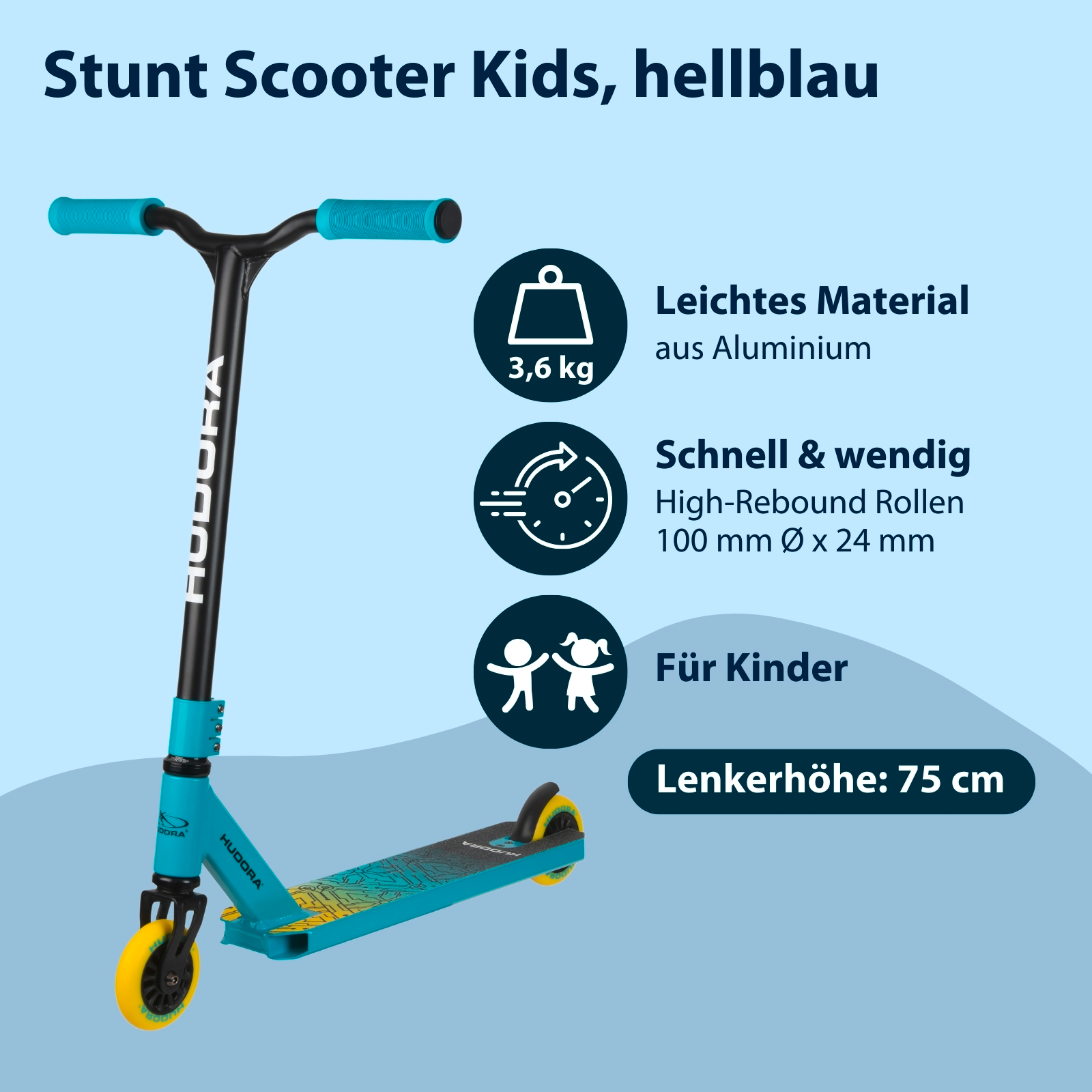 HUDORA Stunt Scooter Kids, hellblau, Bild 2 von 7